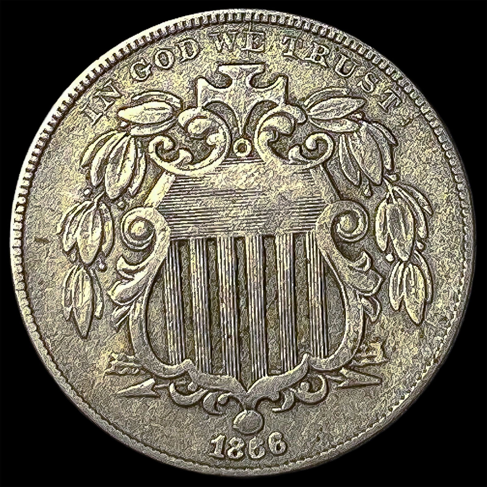 1866 Shield Nickel NEARLY UNCIRCULATED (1 of 2)