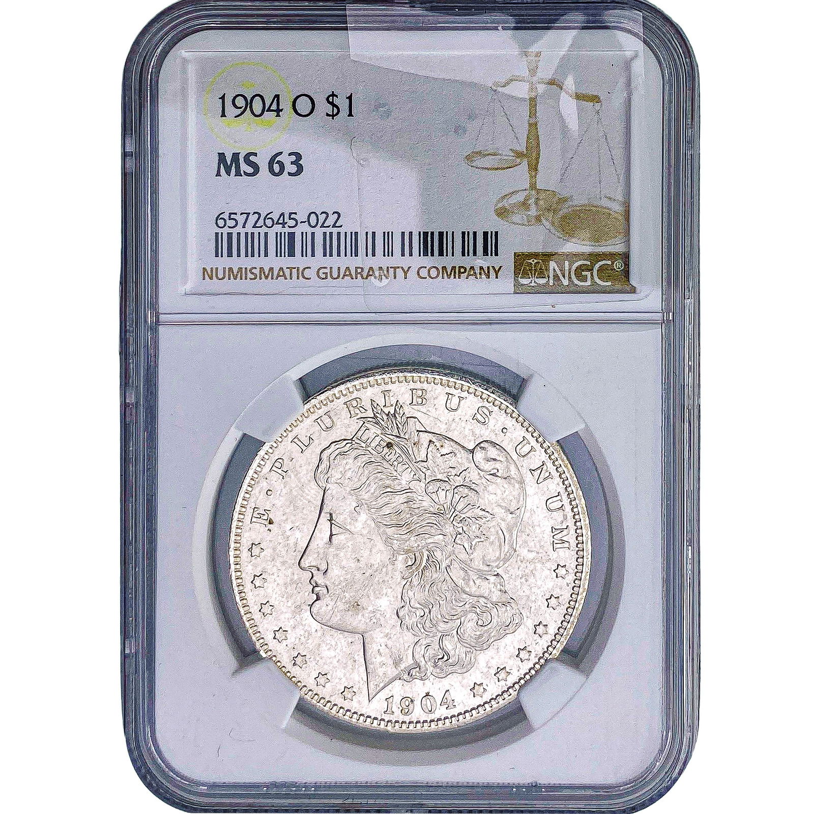 1904-O Morgan Silver Dollar NGC MS63: 1904-O Morgan Silver Dollar NGC MS63