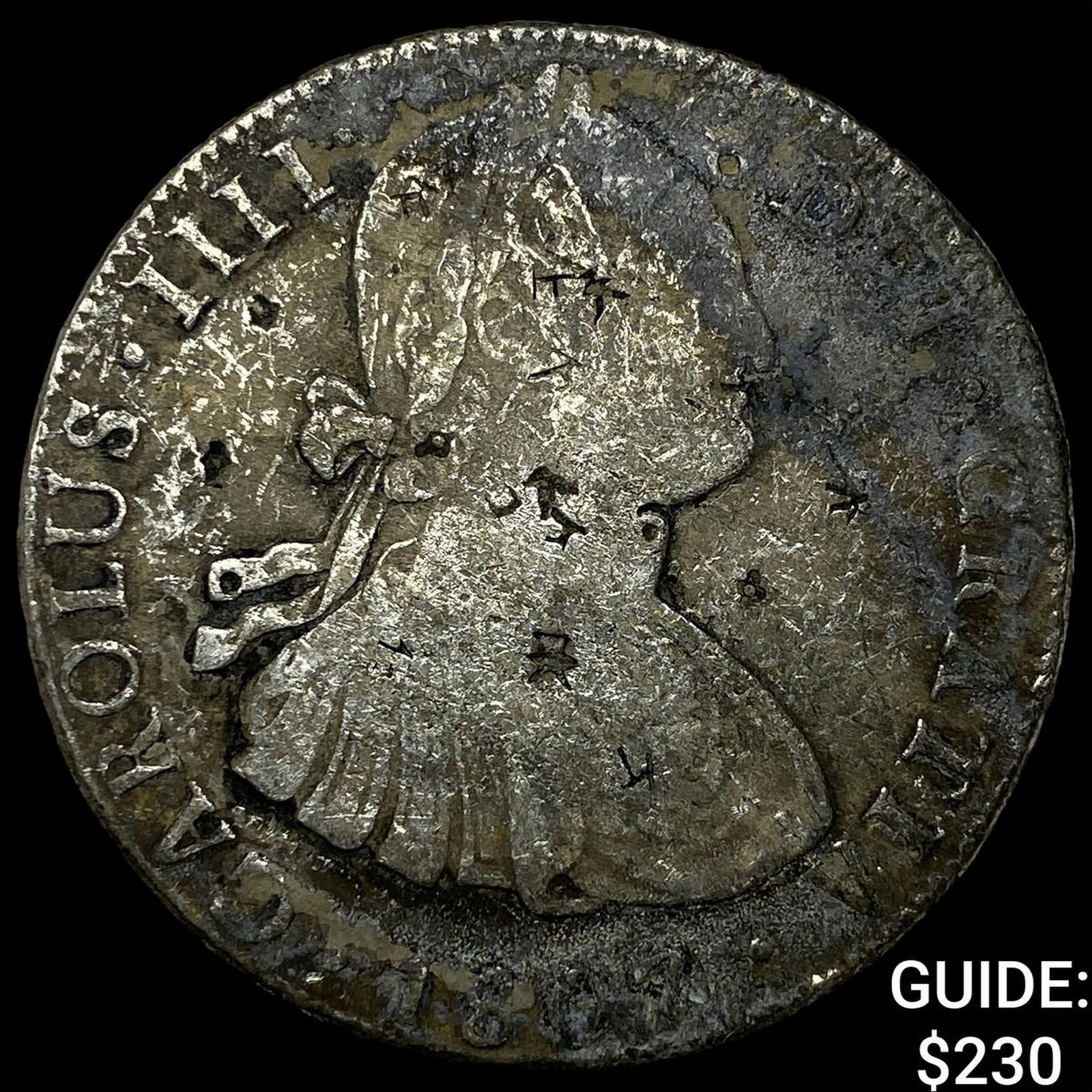 1807 Colonial Spain Silver 8 Reales Chopmarked NEARLY UNCIRCULATED (1 of 2)