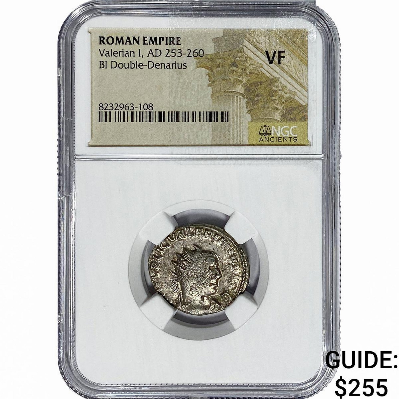 Roman Valerian I, AD 253-260 BI Dbl-Denarius NGC VF: Roman Valerian I, AD 253-260 BI Dbl-Denarius NGC VF