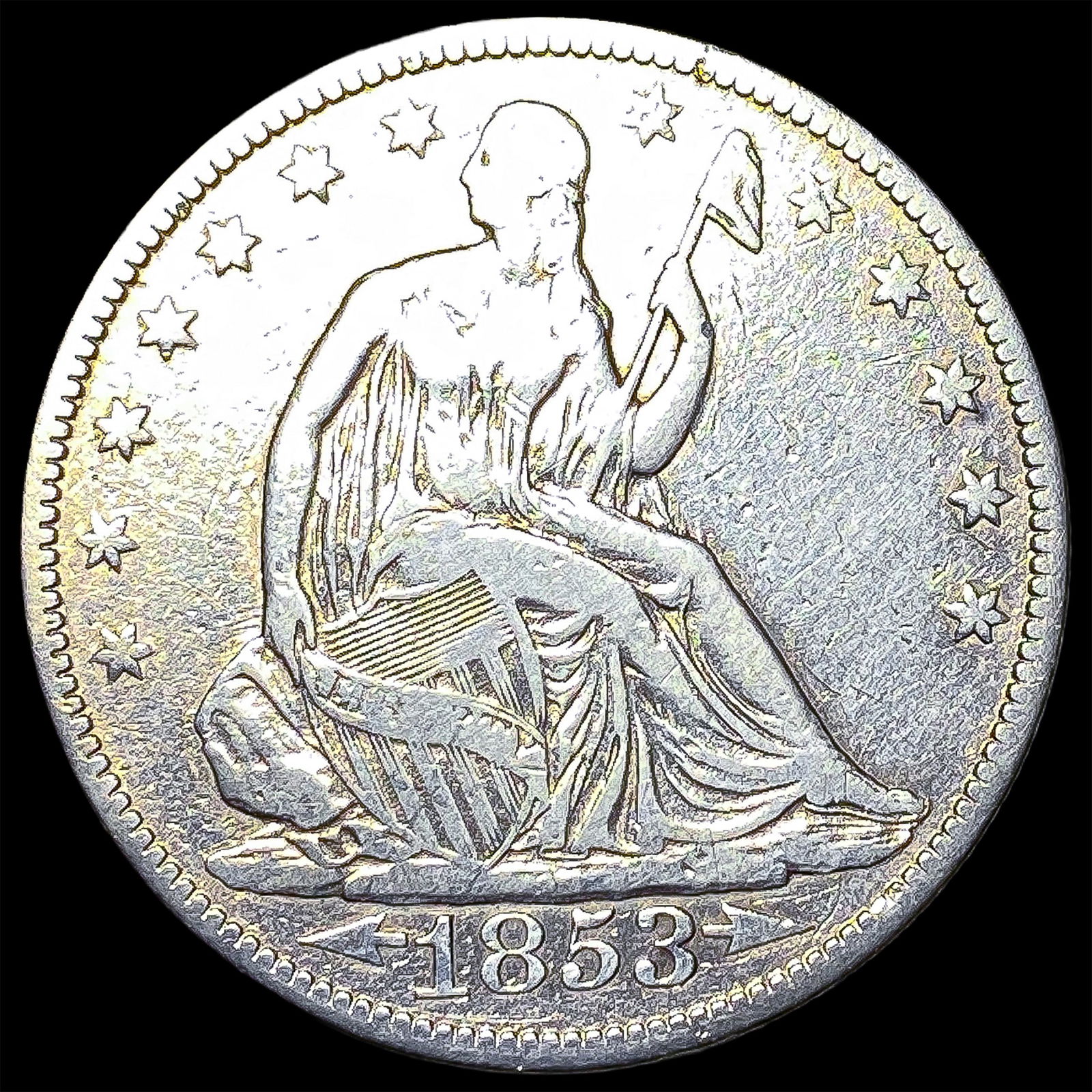 1853 Arrows Seated Liberty Half Dollar LIGHTLY CIRCULATED: 1853 Arrows Seated Liberty Half Dollar LIGHTLY CIRCULATED