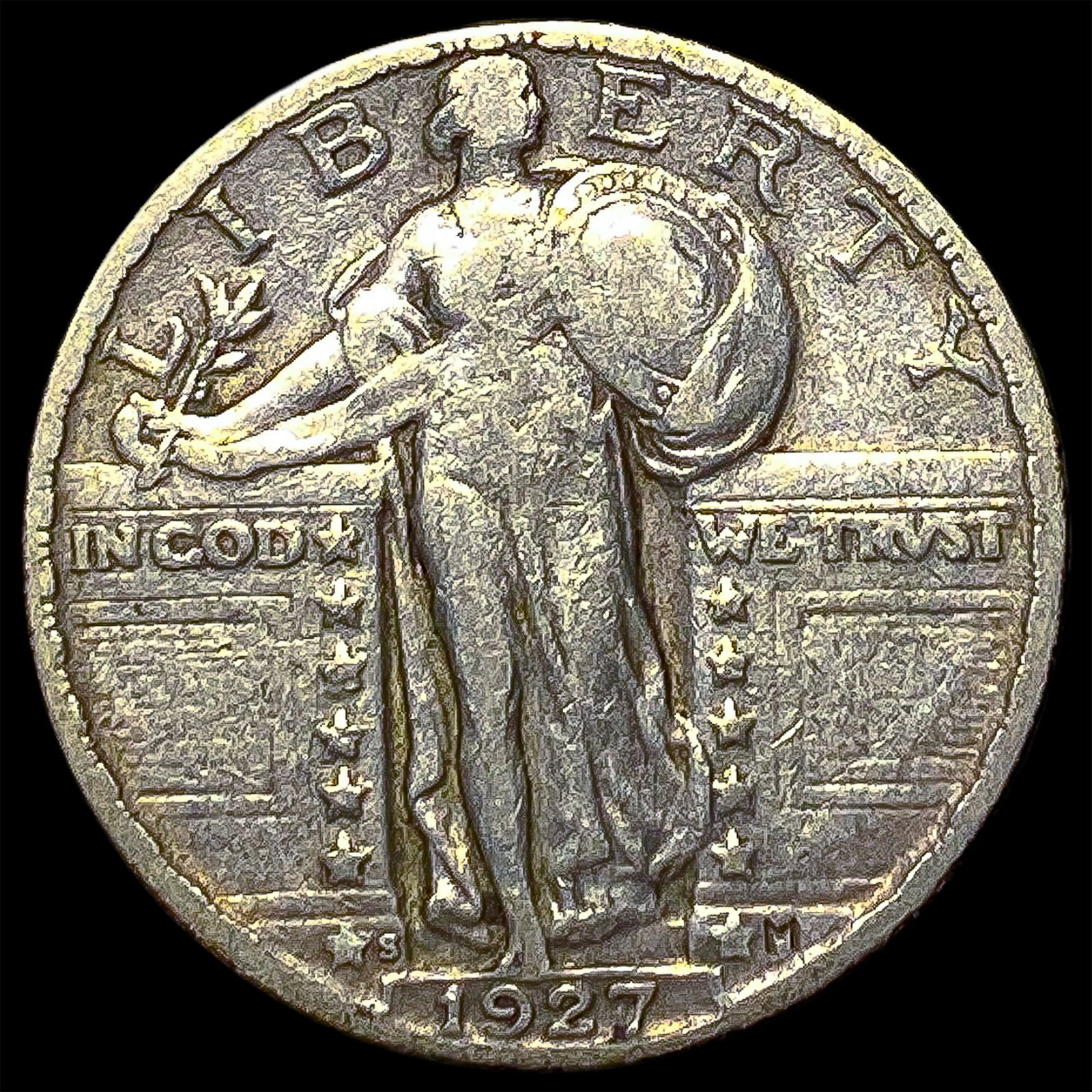 1927-S Silver Standing Liberty Quarter LIGHTLY CIRCULATED: 1927-S Silver Standing Liberty Quarter LIGHTLY CIRCULATED