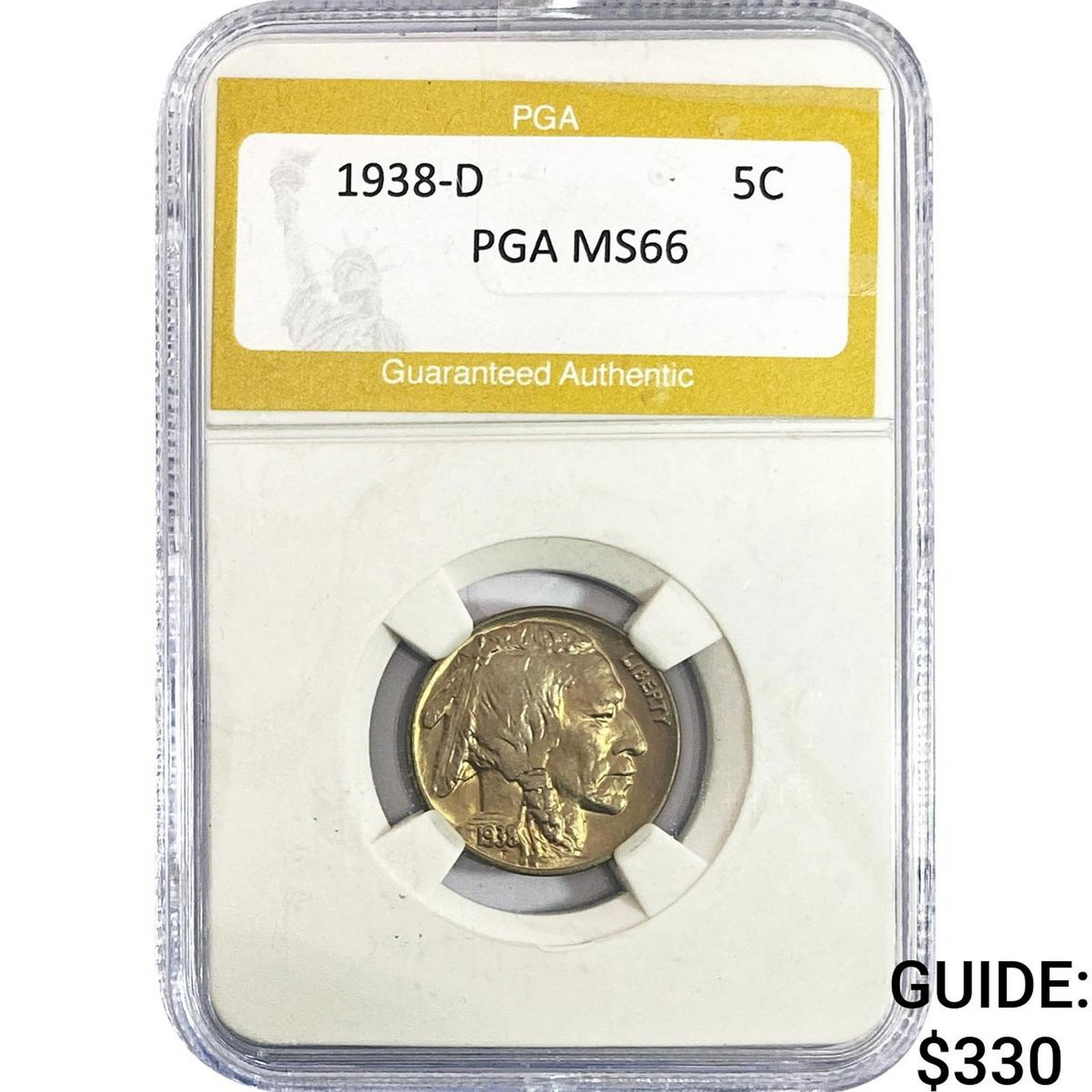 1938-D Buffalo Nickel PGA MS66: 1938-D Buffalo Nickel PGA MS66