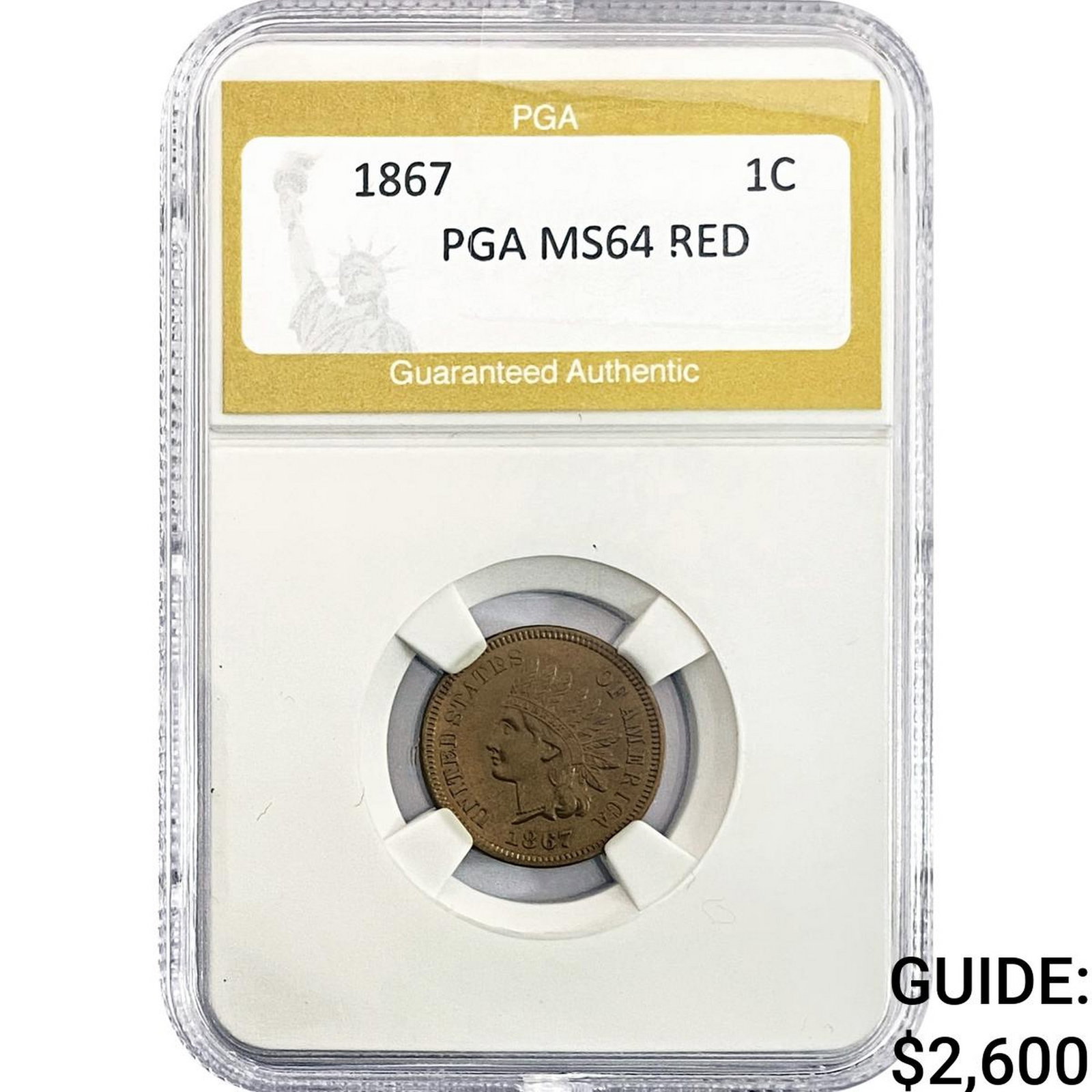 1867 Indian Head Cent PGA MS64 RED: 1867 Indian Head Cent PGA MS64 RED