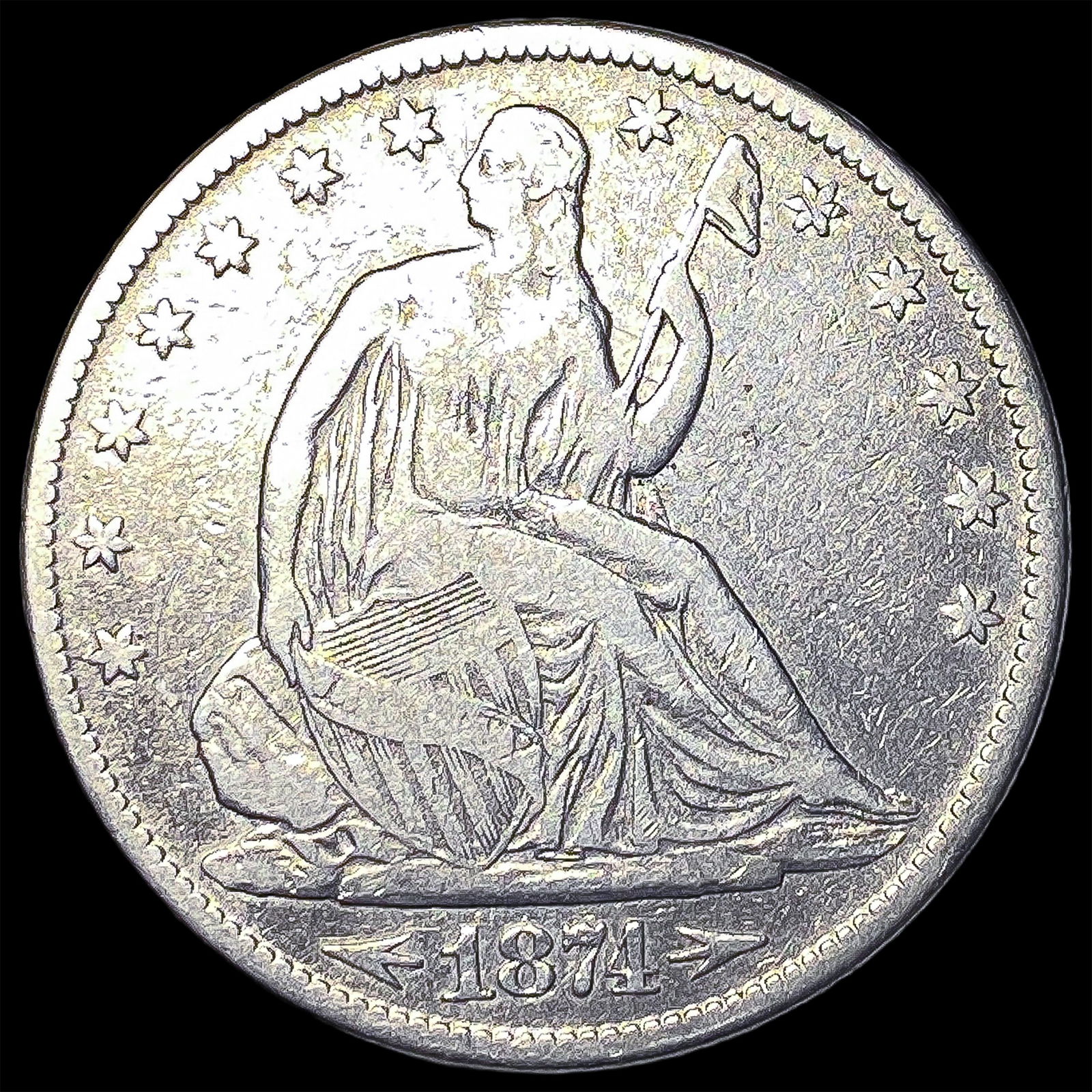 1874 Seated Liberty Half Dollar LIGHTLY CIRCULATED (1 of 2)