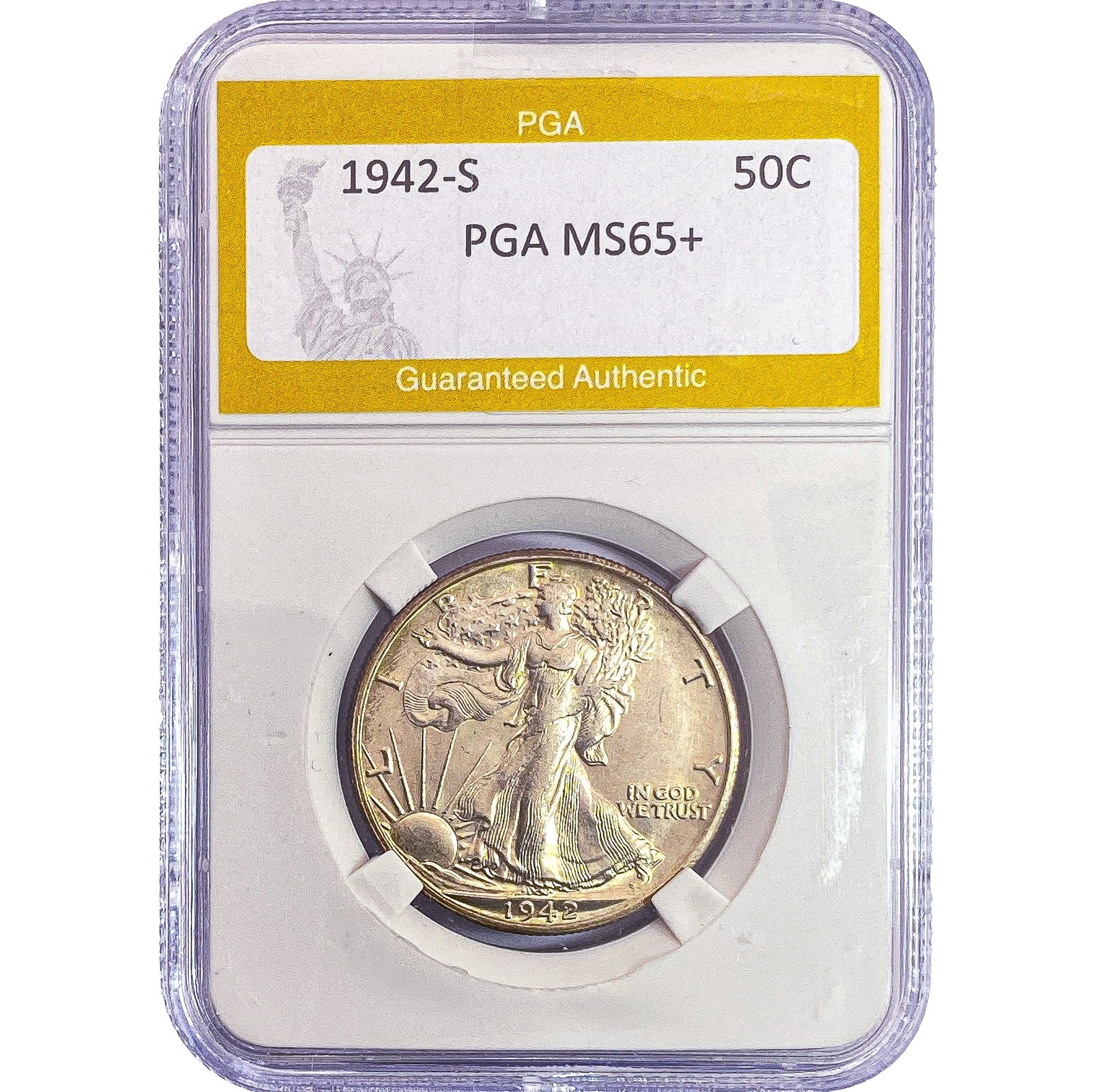 1942-S Walking Liberty Half Dollar PGA MS65+: 1942-S Walking Liberty Half Dollar PGA MS65+