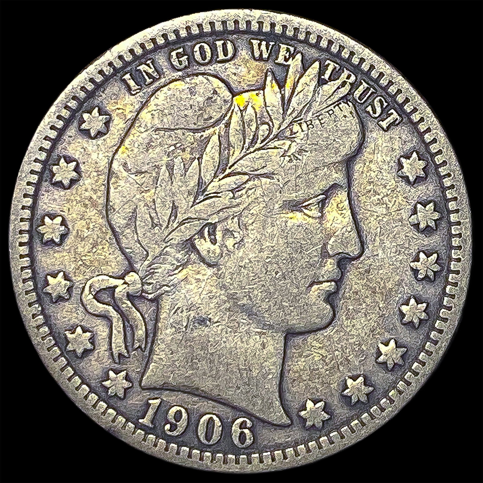 1906 Silver Barber Quarter NEARLY UNCIRCULATED (1 of 2)