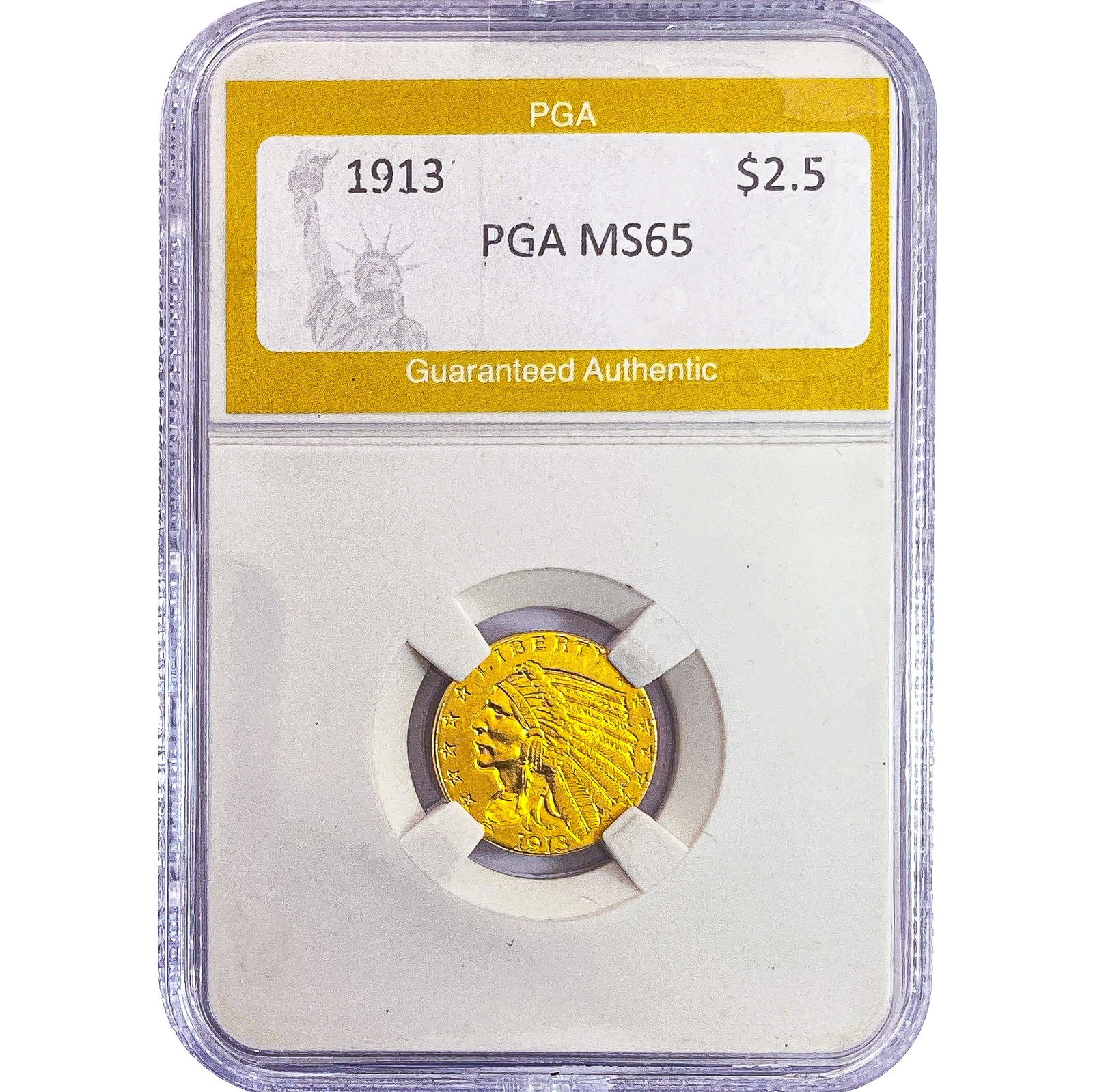 1913 $2.50 Gold Quarter Eagle PGA MS65: 1913 $2.50 Gold Quarter Eagle PGA MS65