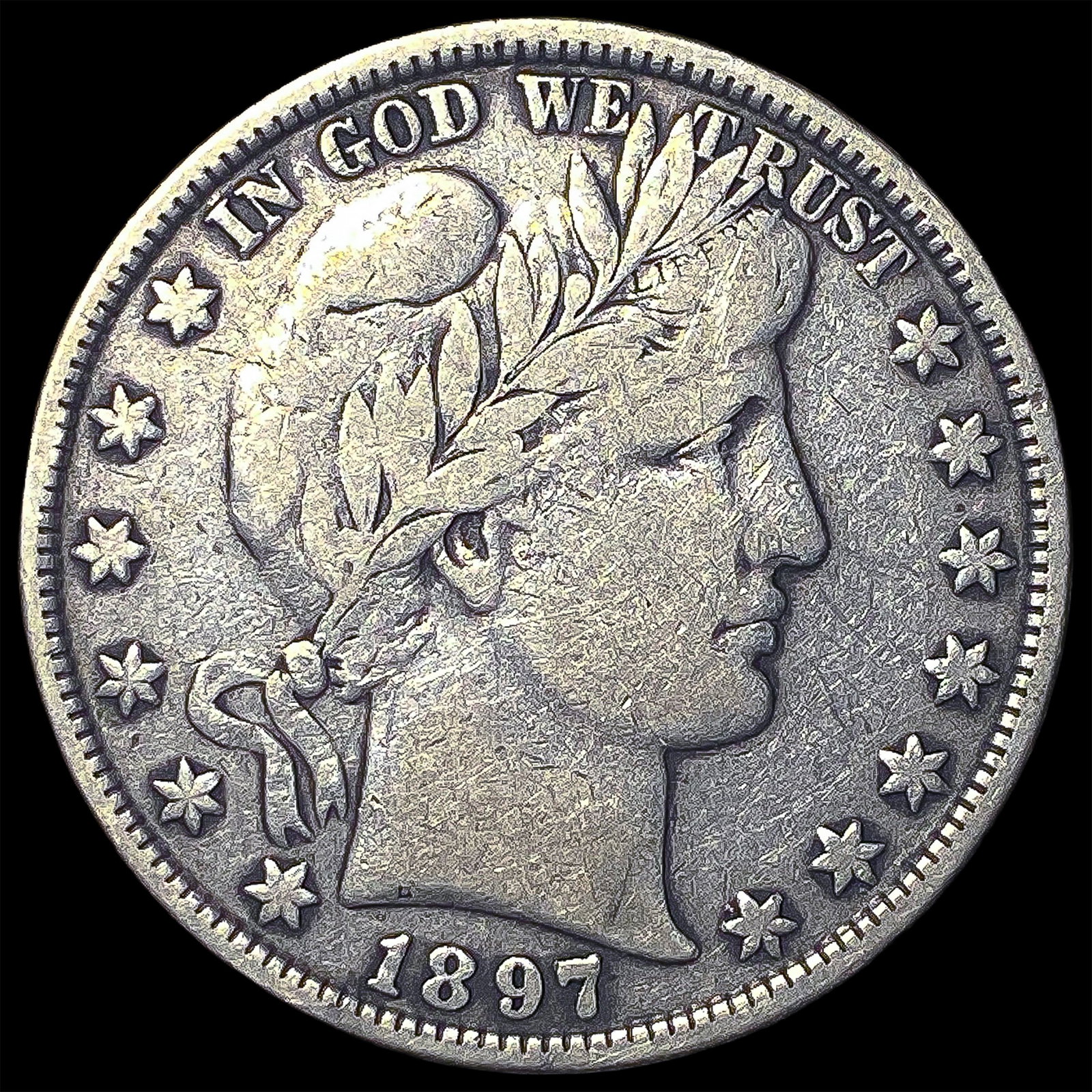 1897 Silver Barber Half Dollar ABOUT UNCIRCULATED (1 of 2)