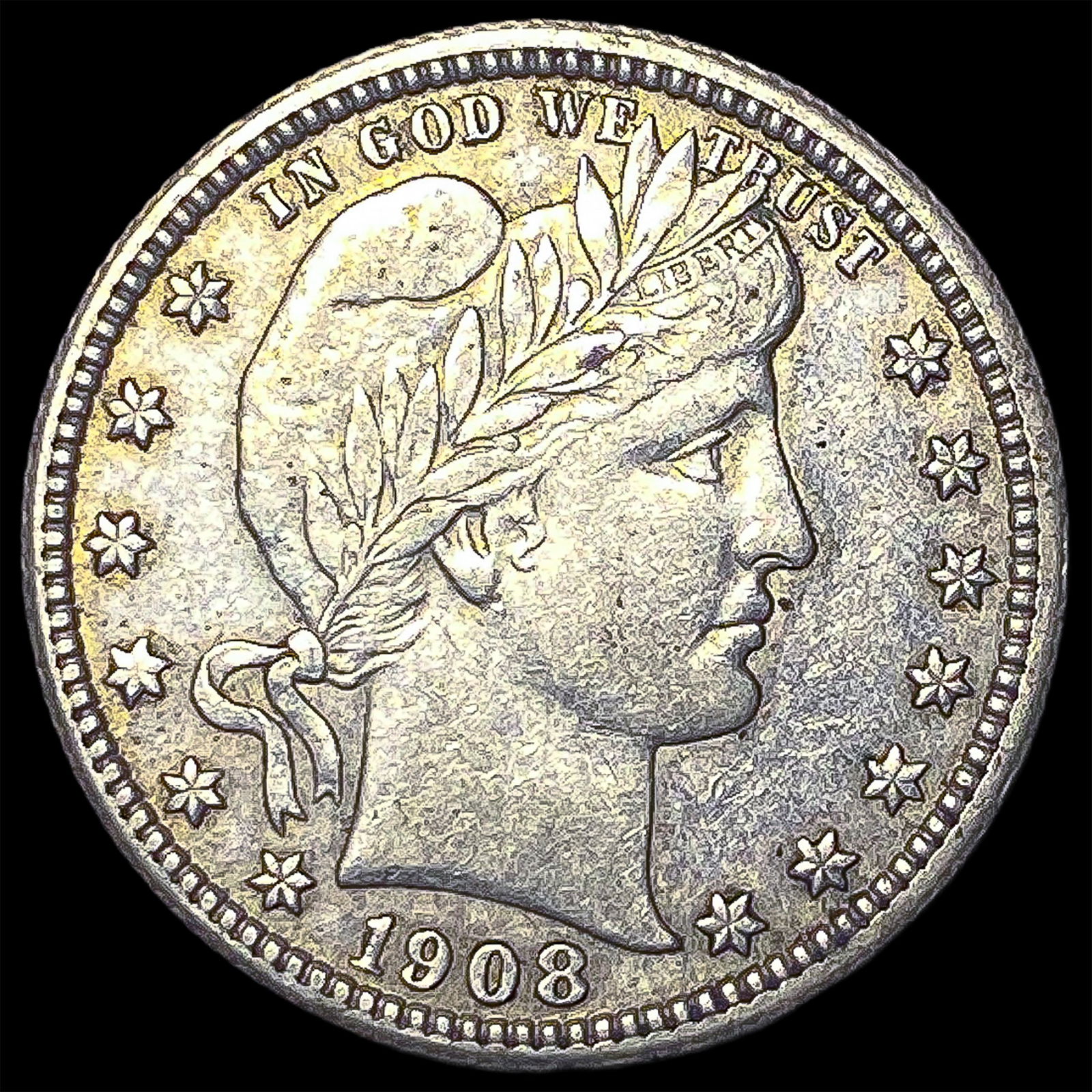 1908-S Silver Barber Quarter CLOSELY UNCIRCULATED (1 of 2)