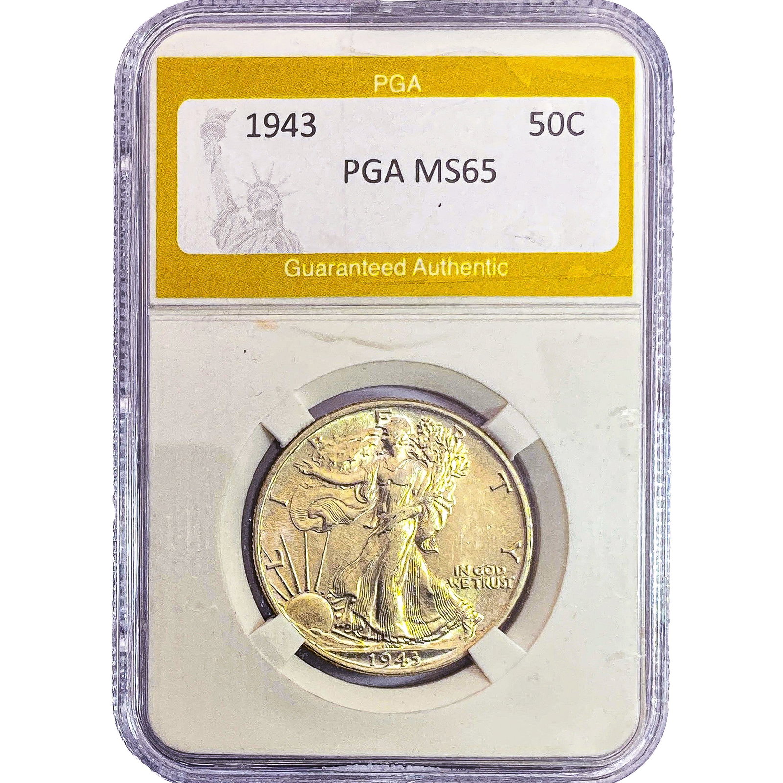1943 Walking Liberty Half Dollar PGA MS65: 1943 Walking Liberty Half Dollar PGA MS65