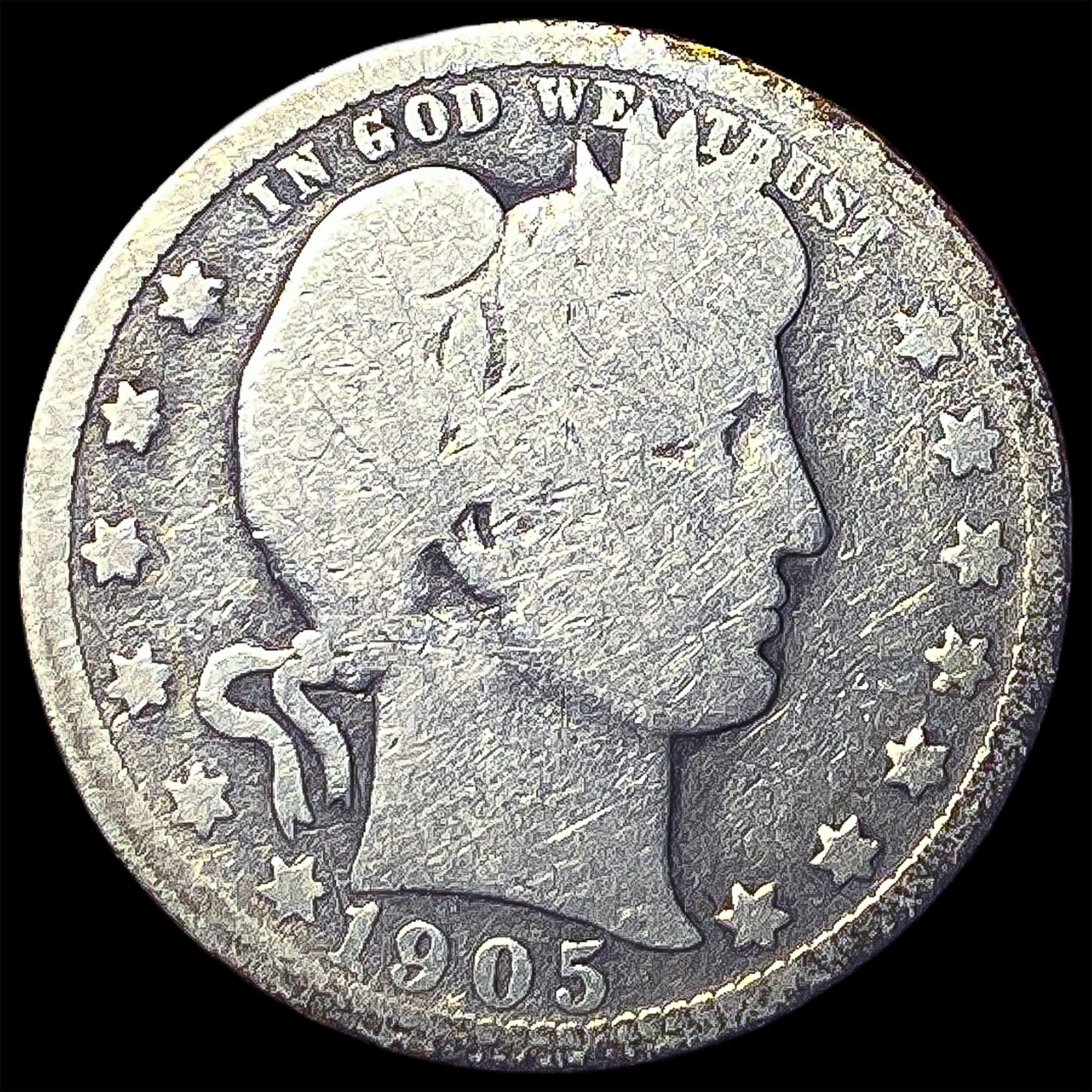 1905-O Silver Barber Quarter NICELY CIRCULATED (1 of 2)