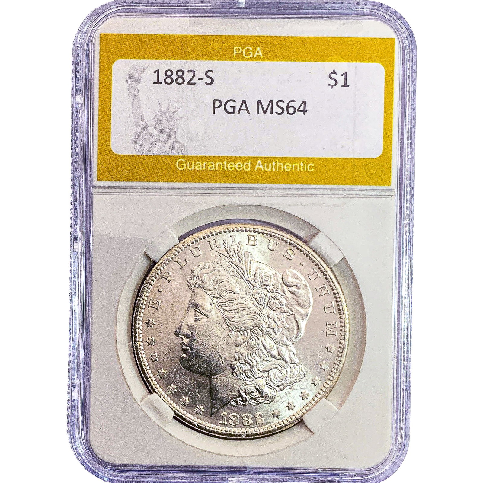1882-S Morgan Silver Dollar PGA MS64: 1882-S Morgan Silver Dollar PGA MS64