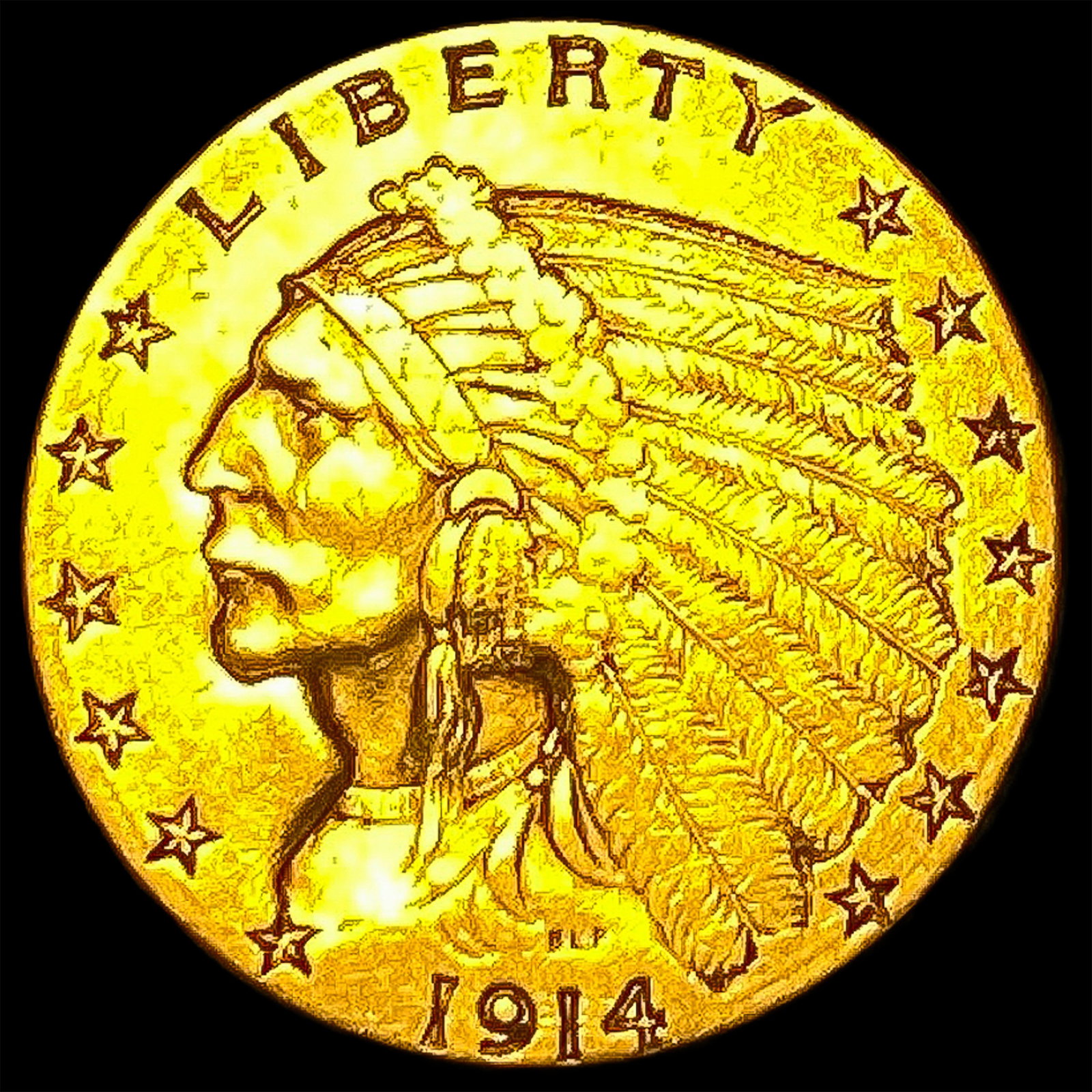 1914 Indian Head Gold $2.50 Quarter Eagle NEARLY UNCIRCULATED (1 of 2)
