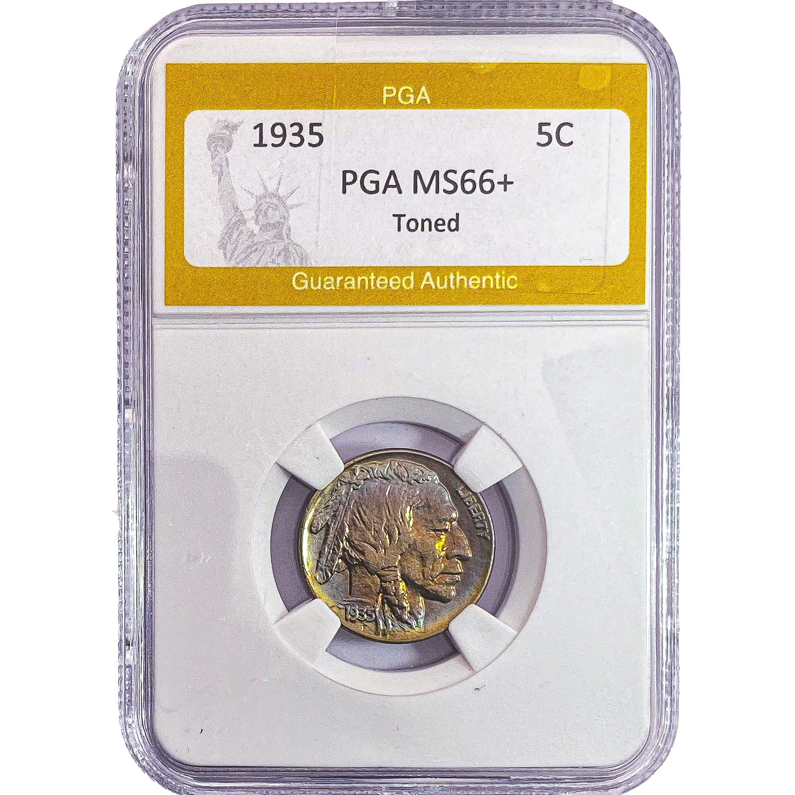 1935 Buffalo Nickel PGA MS66+ Toned: 1935 Buffalo Nickel PGA MS66+ Toned
