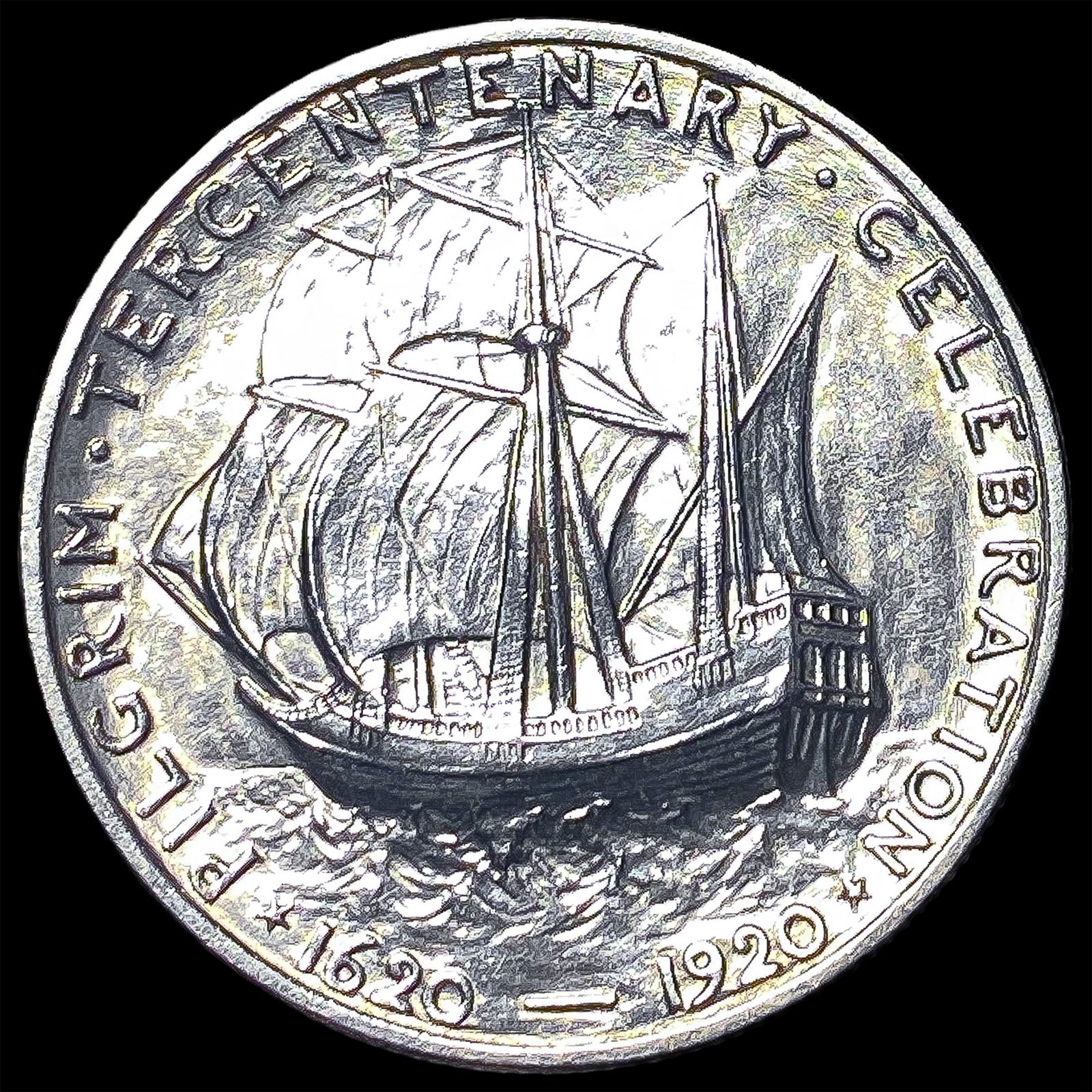 1920-D Silver Pilgrim Tercentenary Half Dollar UNCIRCULATED - 2