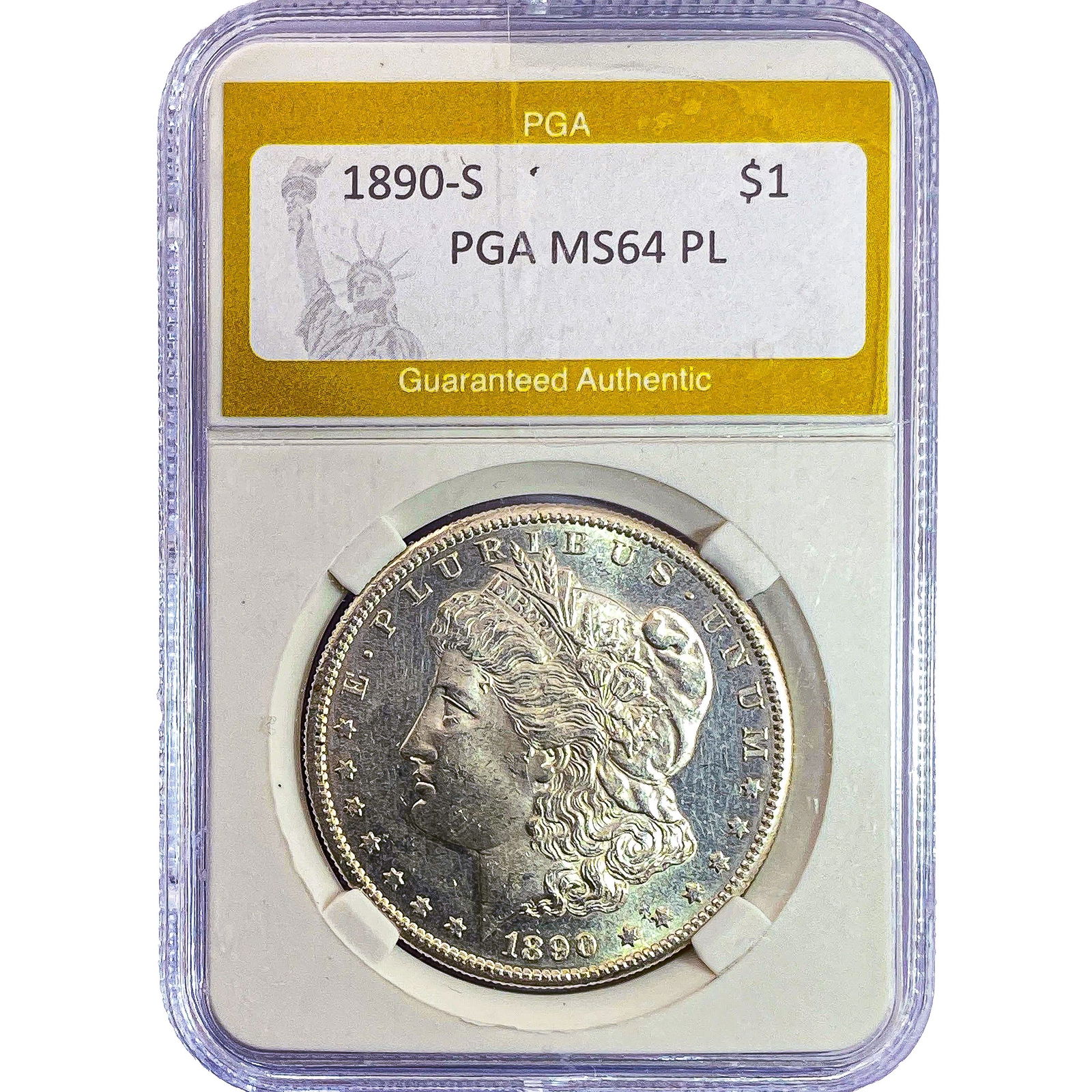 1890-S Morgan Silver Dollar PGA MS64 PL: 1890-S Morgan Silver Dollar PGA MS64 PL
