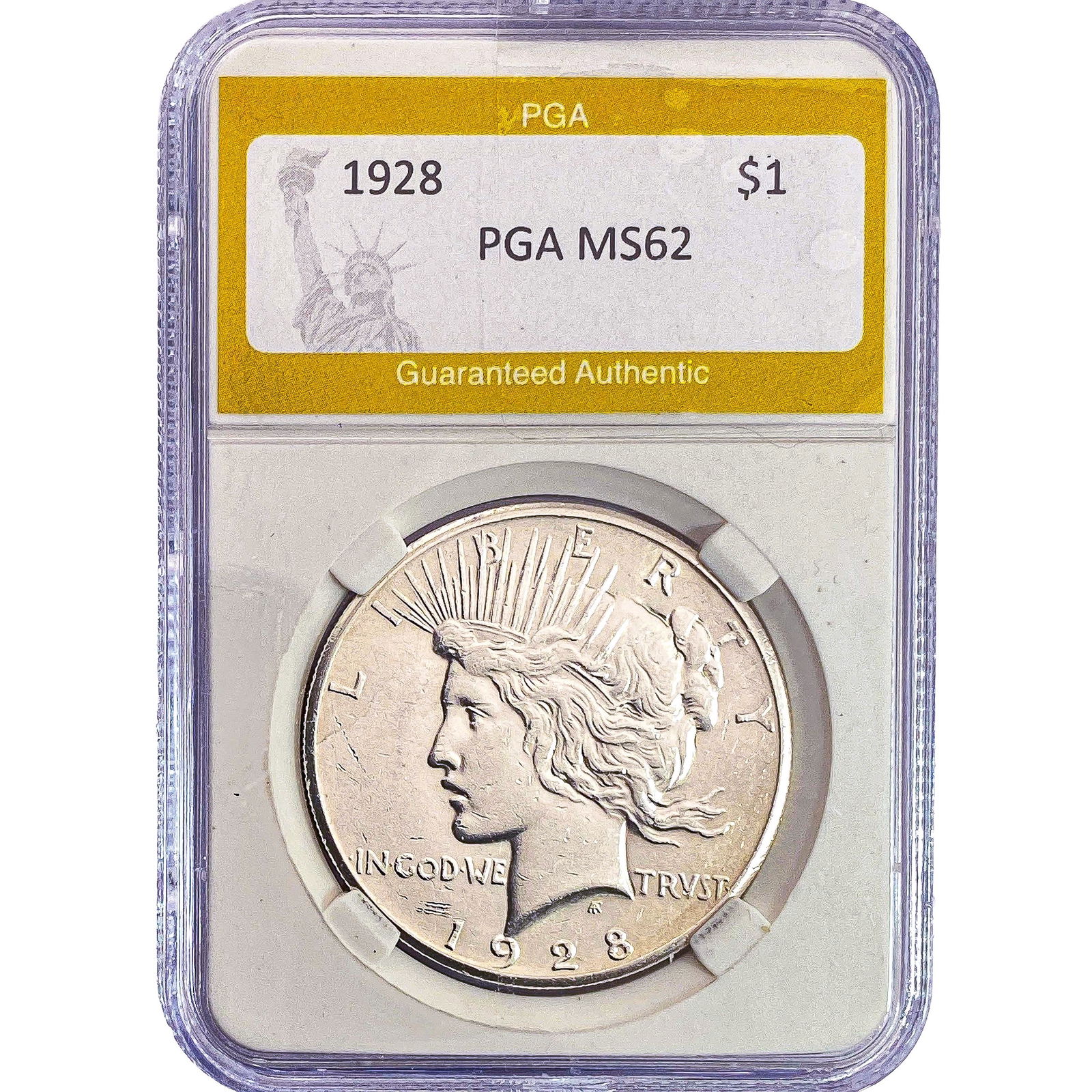 1928 Silver Peace Dollar PGA MS62: 1928 Silver Peace Dollar PGA MS62