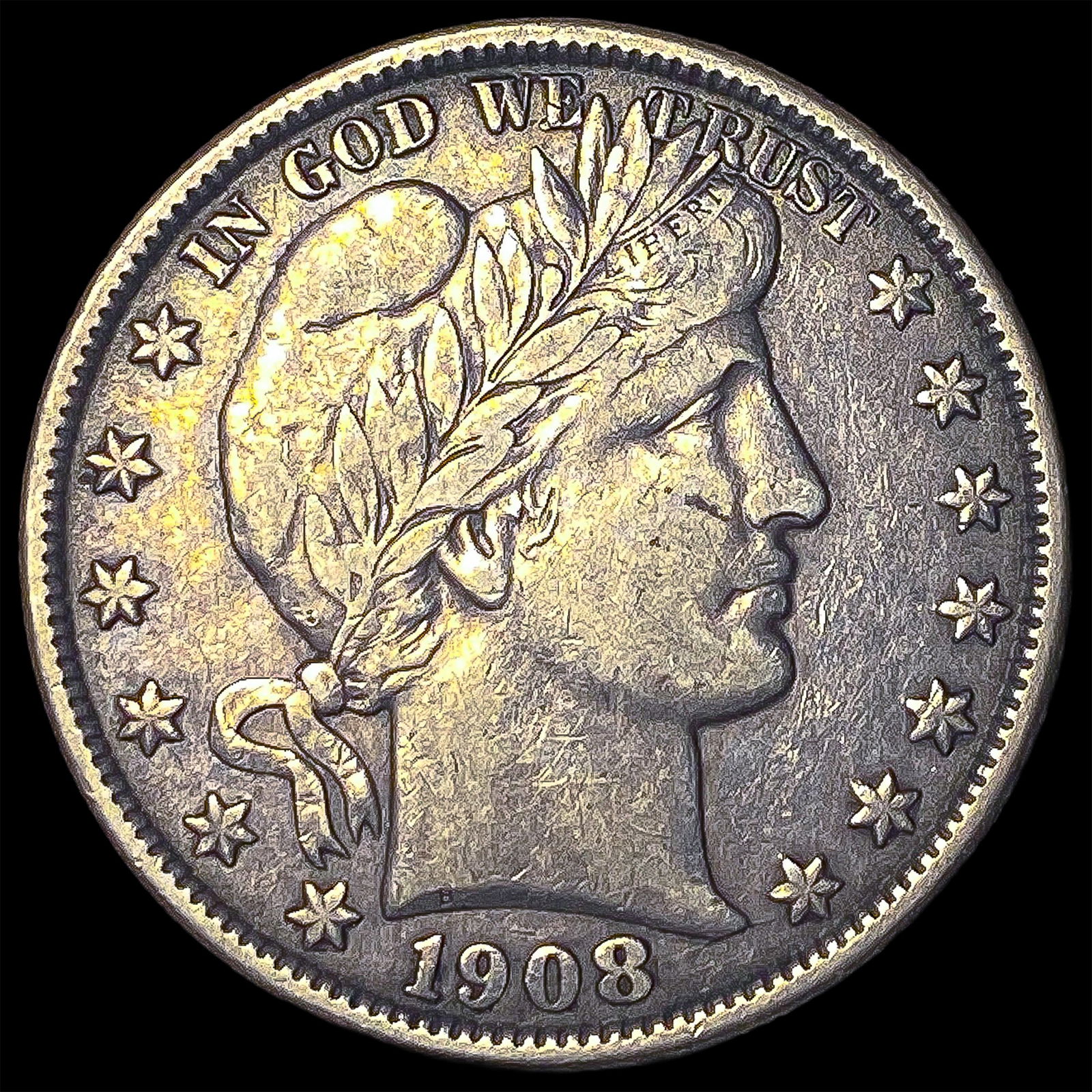 1908-O Silver Barber Half Dollar NEARLY UNCIRCULATED (1 of 2)