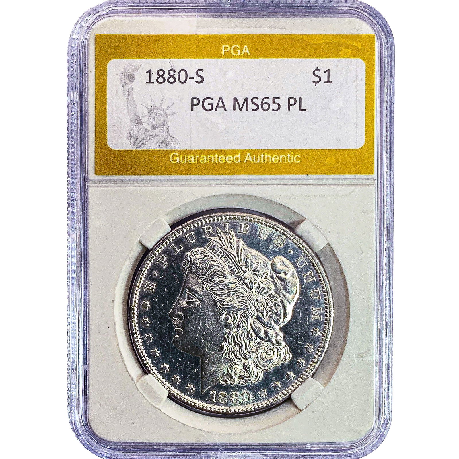 1880-S Morgan Silver Dollar PGA MS65 PL: 1880-S Morgan Silver Dollar PGA MS65 PL