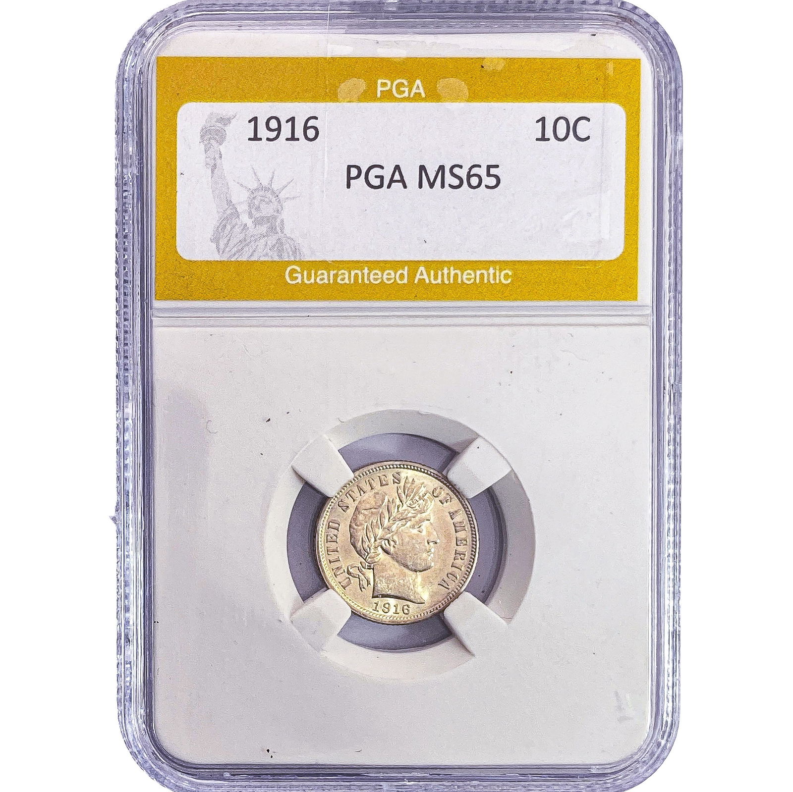 1916 Barber Dime PGA MS65: 1916 Barber Dime PGA MS65
