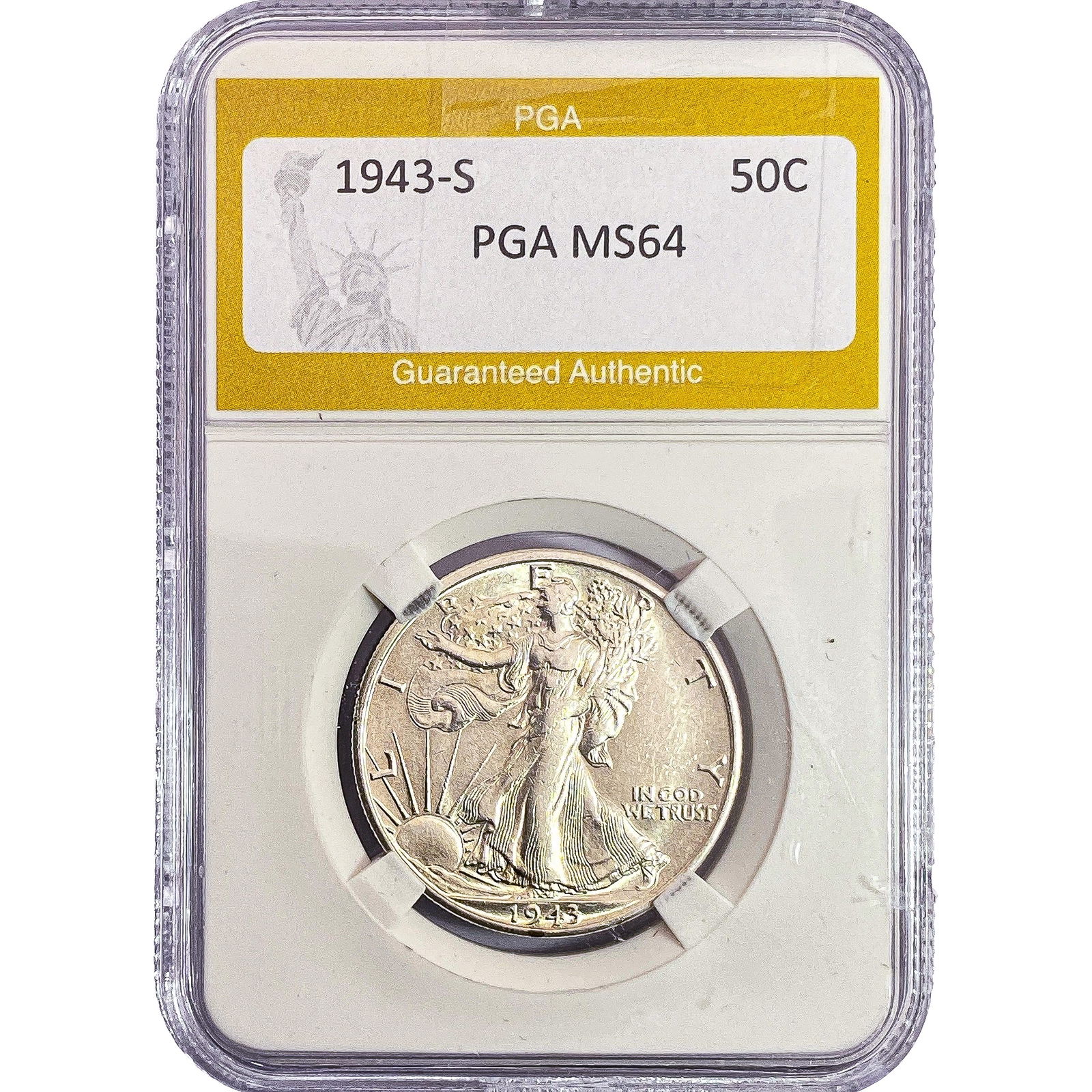 1943-S Walking Liberty Half Dollar PGA MS64: 1943-S Walking Liberty Half Dollar PGA MS64