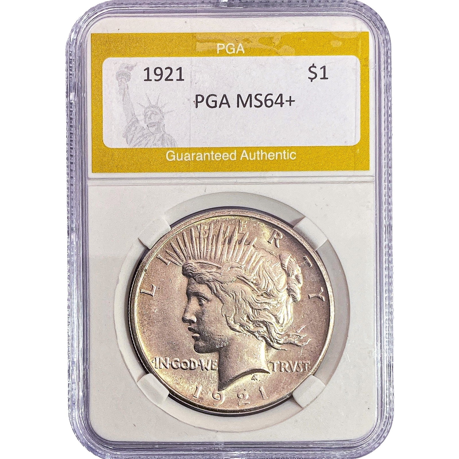 1921 Silver Peace Dollar PGA MS64+: 1921 Silver Peace Dollar PGA MS64+