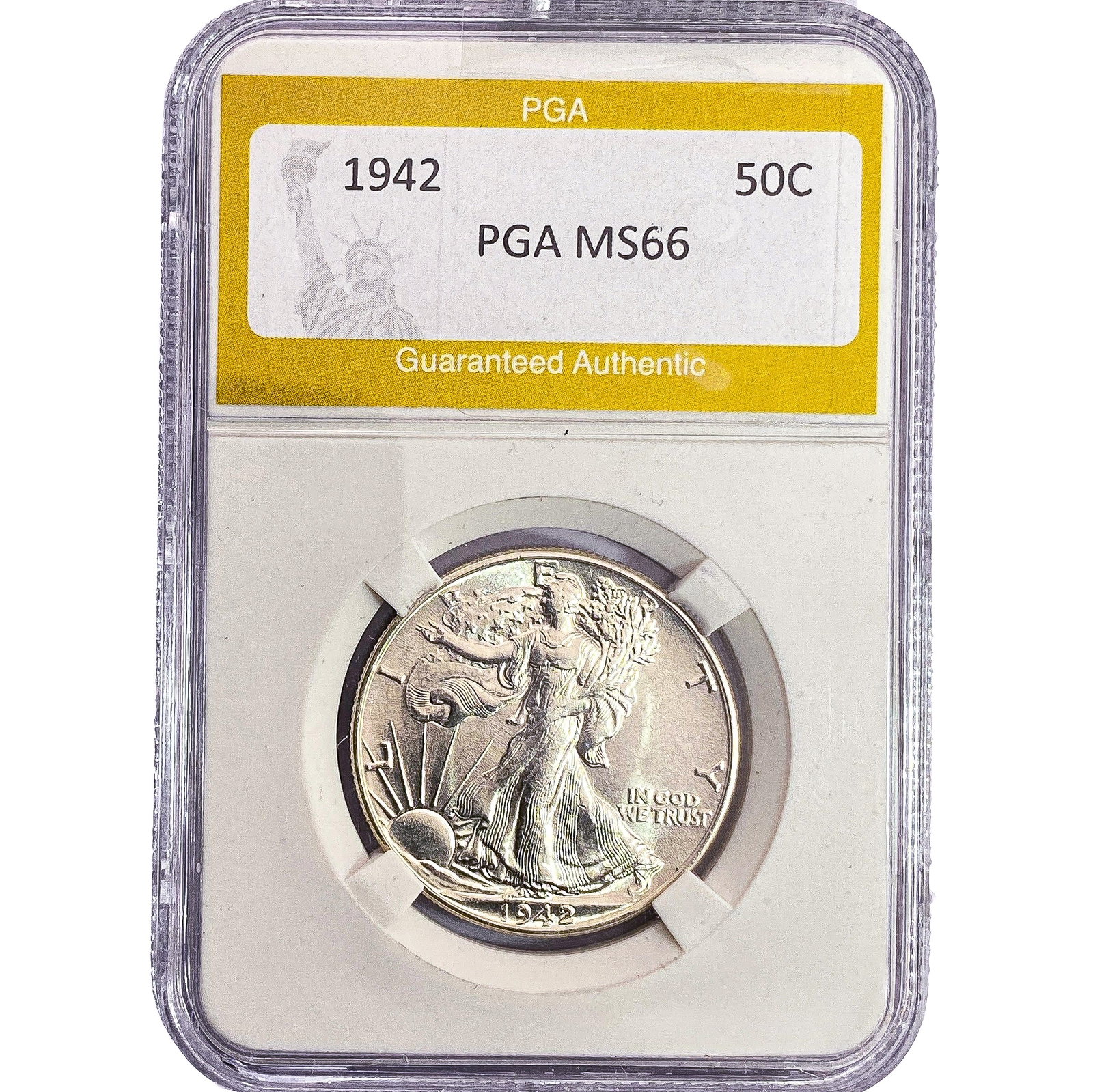 1942 Walking Liberty Half Dollar PGA MS66: 1942 Walking Liberty Half Dollar PGA MS66