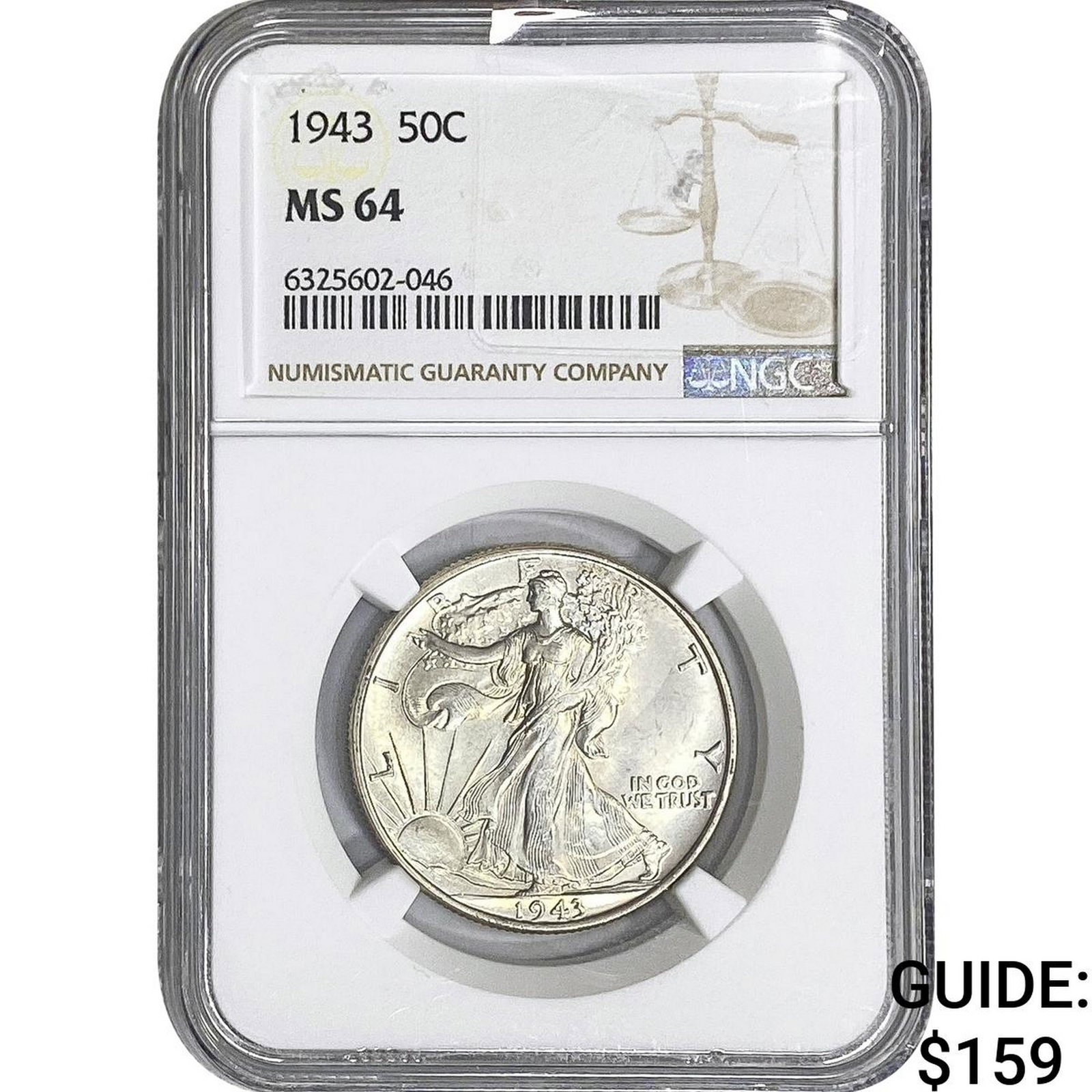 1943 Walking Liberty Half Dollar NGC MS64: 1943 Walking Liberty Half Dollar NGC MS64