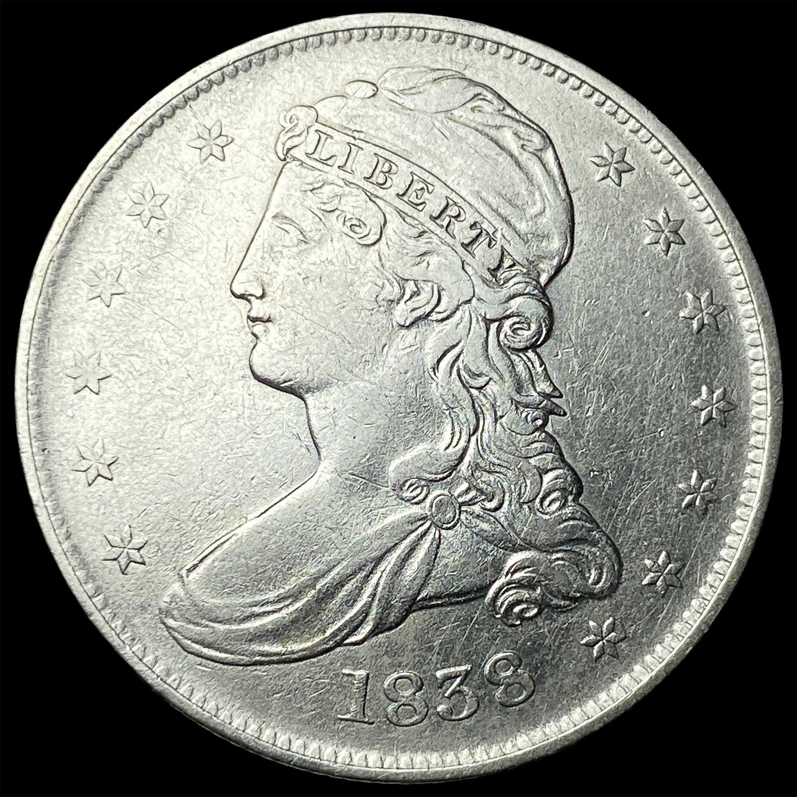 1838 Silver Capped Bust Half Dollar CLOSELY UNCIRCULATED (1 of 2)