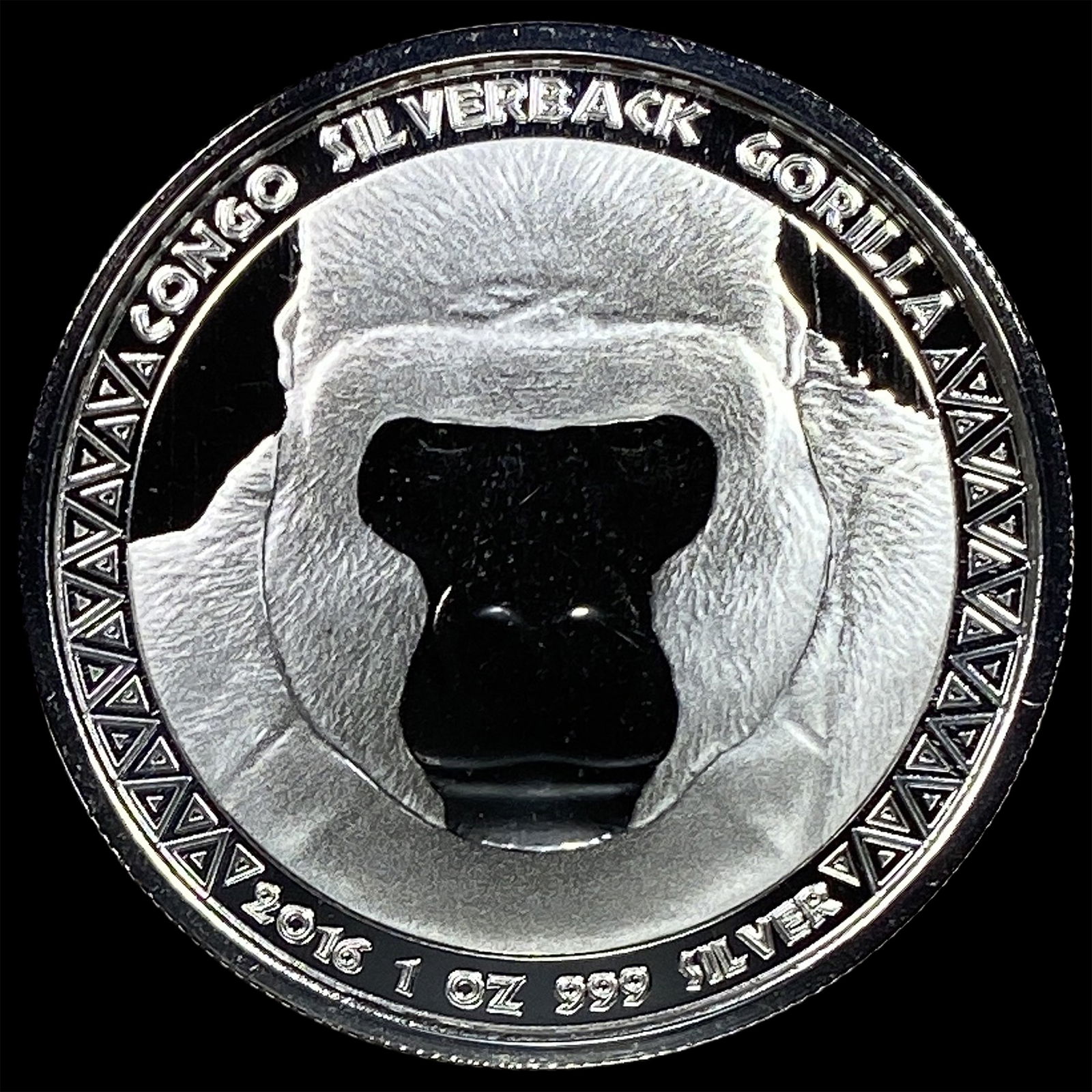 2016 1oz Silver 5000 Francs Congo Silverback Gorilla GEM BU: 2016 1oz Silver 5000 Francs Congo Silverback Gorilla GEM BU