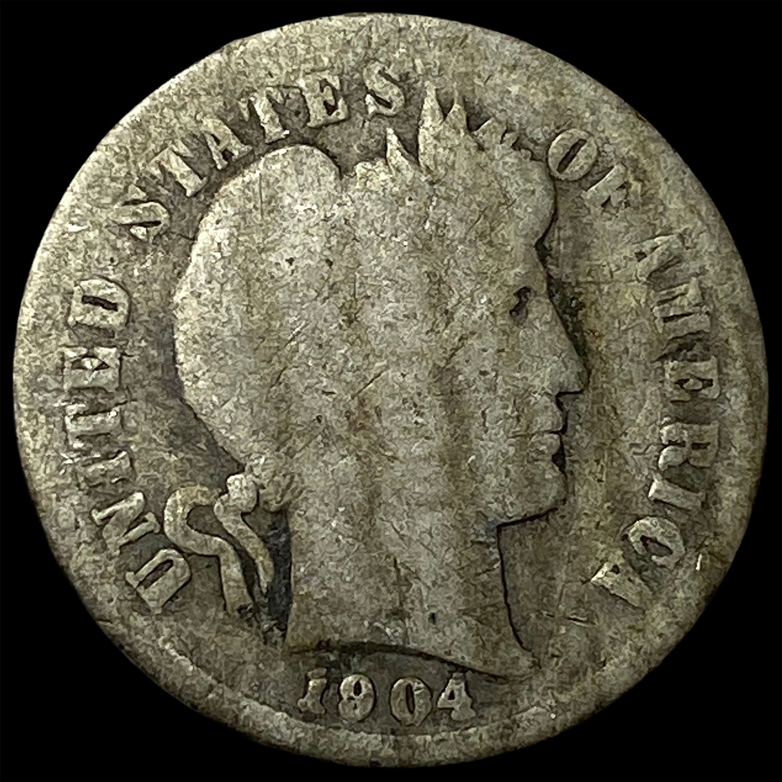 1904-S Silver Barber Dime NICELY CIRCULATED: 1904-S Silver Barber Dime NICELY CIRCULATED