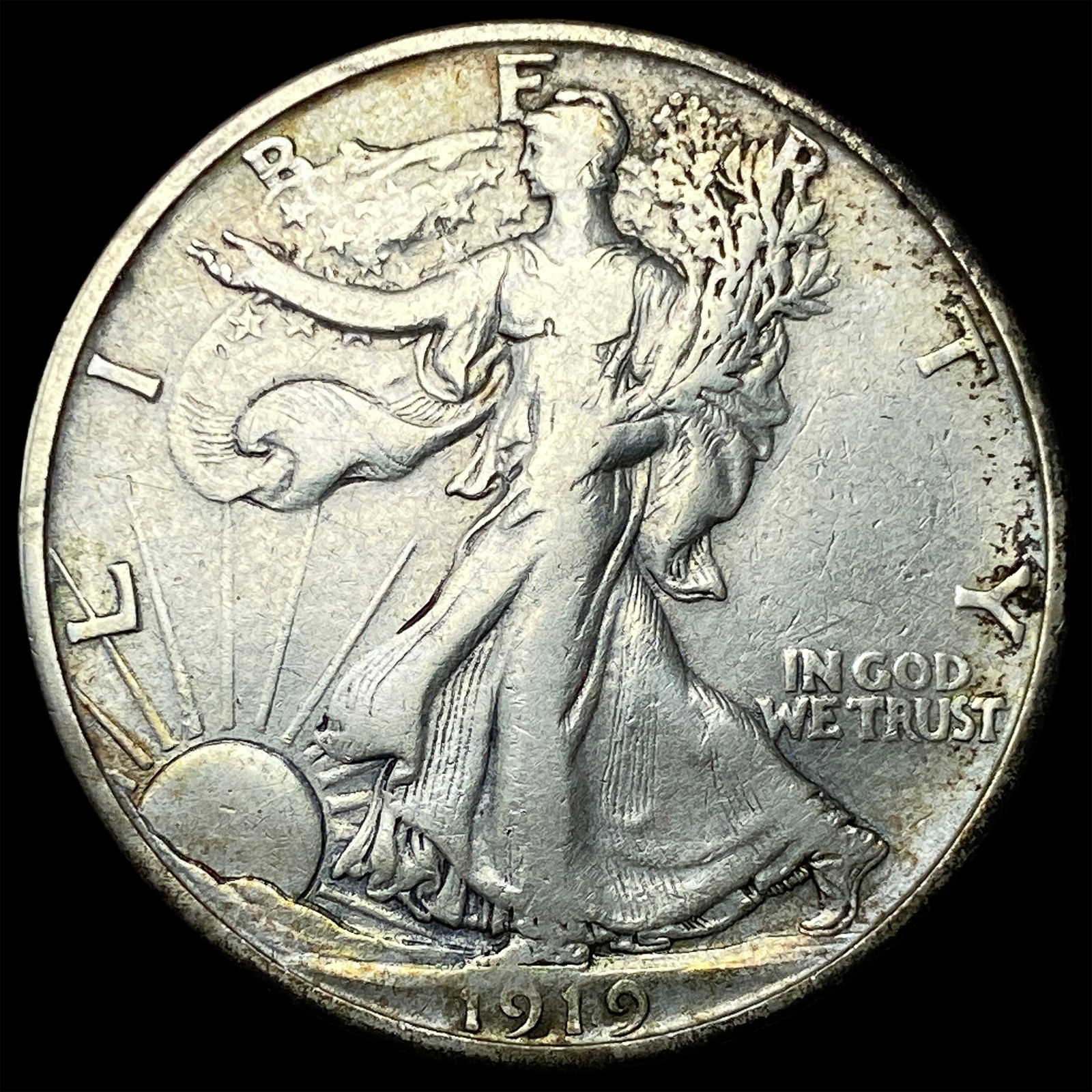 1919-S Silver Walking Liberty Half Dollar NEARLY UNCIRCULATED: 1919-S Silver Walking Liberty Half Dollar NEARLY UNCIRCULATED