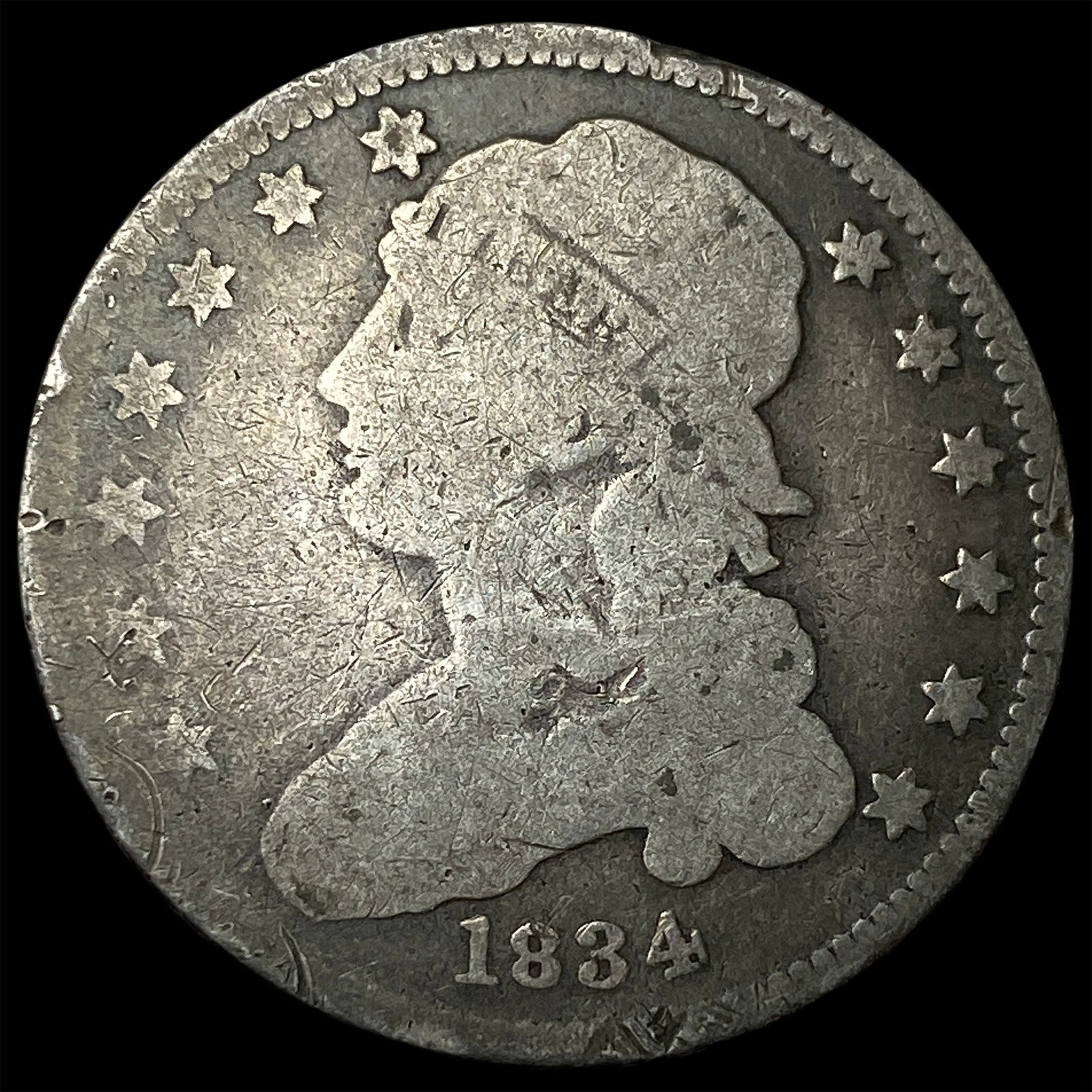 1834 Silver Capped Bust Quarter NICELY CIRCULATED (1 of 2)