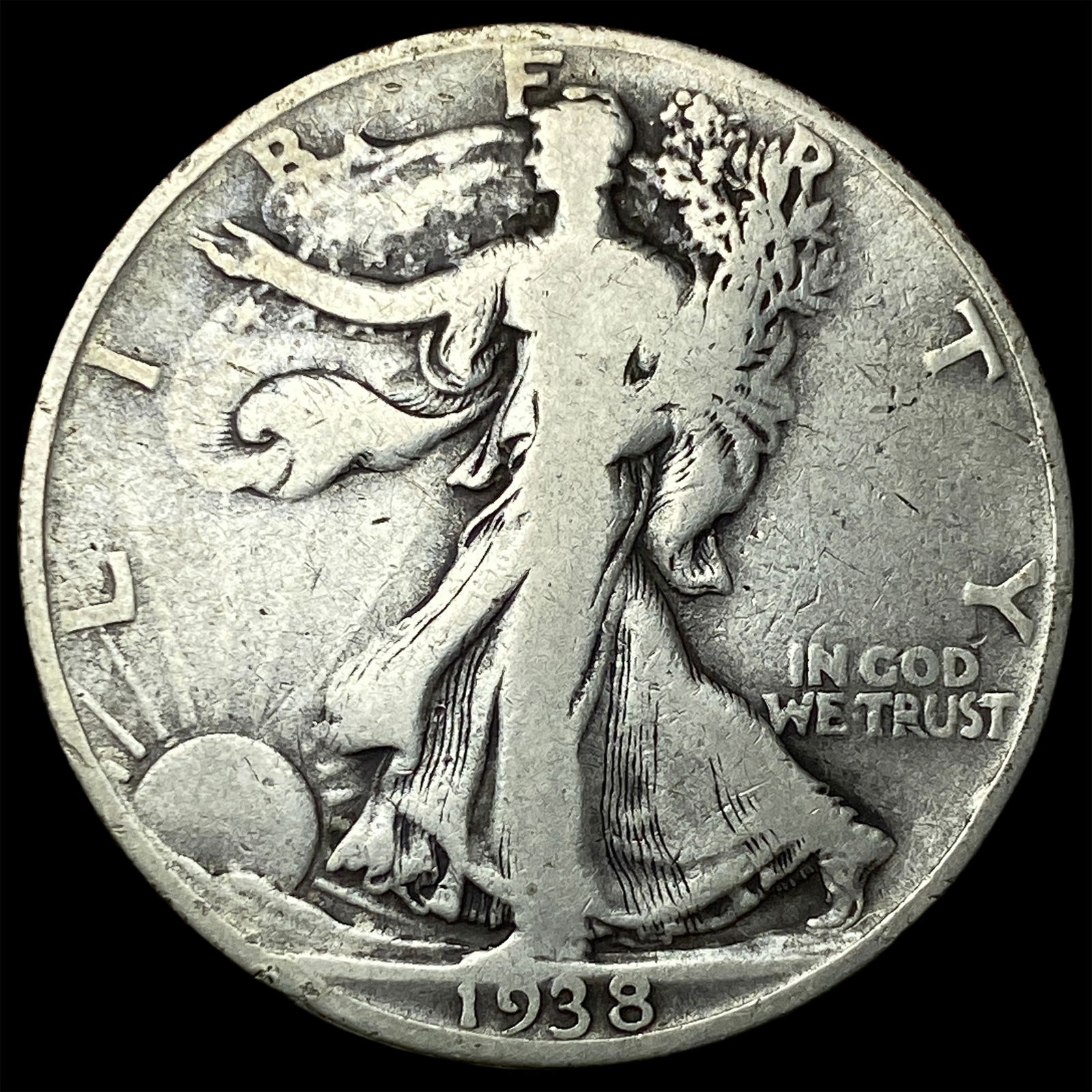1938-D Silver Walking Liberty Half Dollar NICELY CIRCULATED (1 of 2)