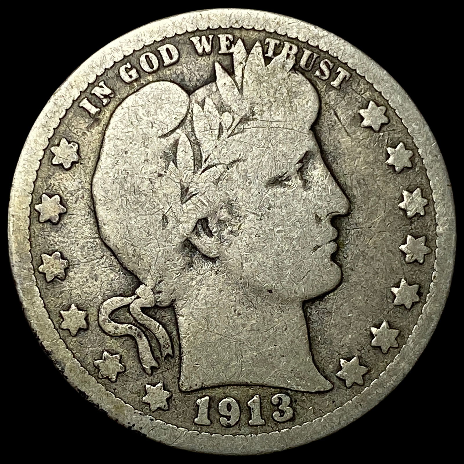 1913-D Silver Barber Quarter NICELY CIRCULATED (1 of 2)
