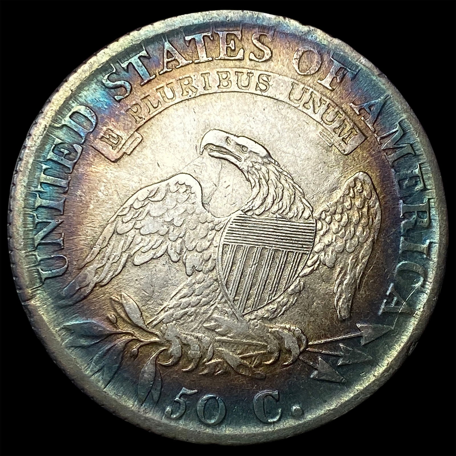 1812 Toned Capped Bust Half Dollar LIGHTLY CIRCULATED - 2