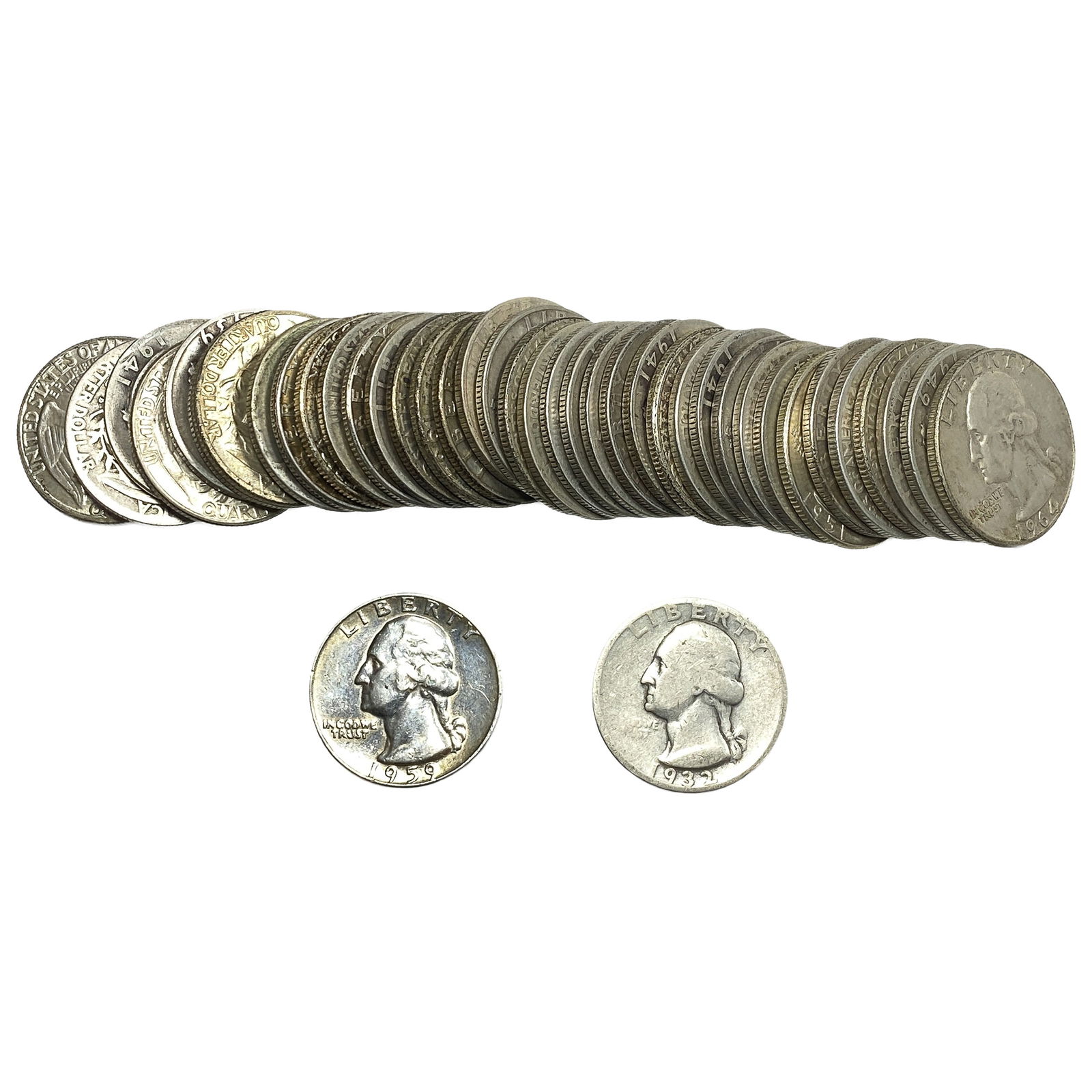 Roll of 40 Silver Washington 25C: Roll of 40 Silver Washington 25C