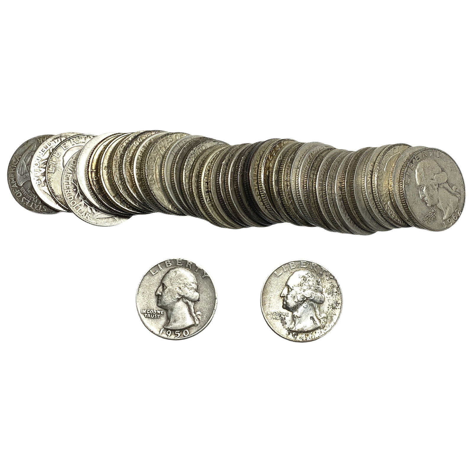 Roll of 40 Silver Washington 25C: Roll of 40 Silver Washington 25C