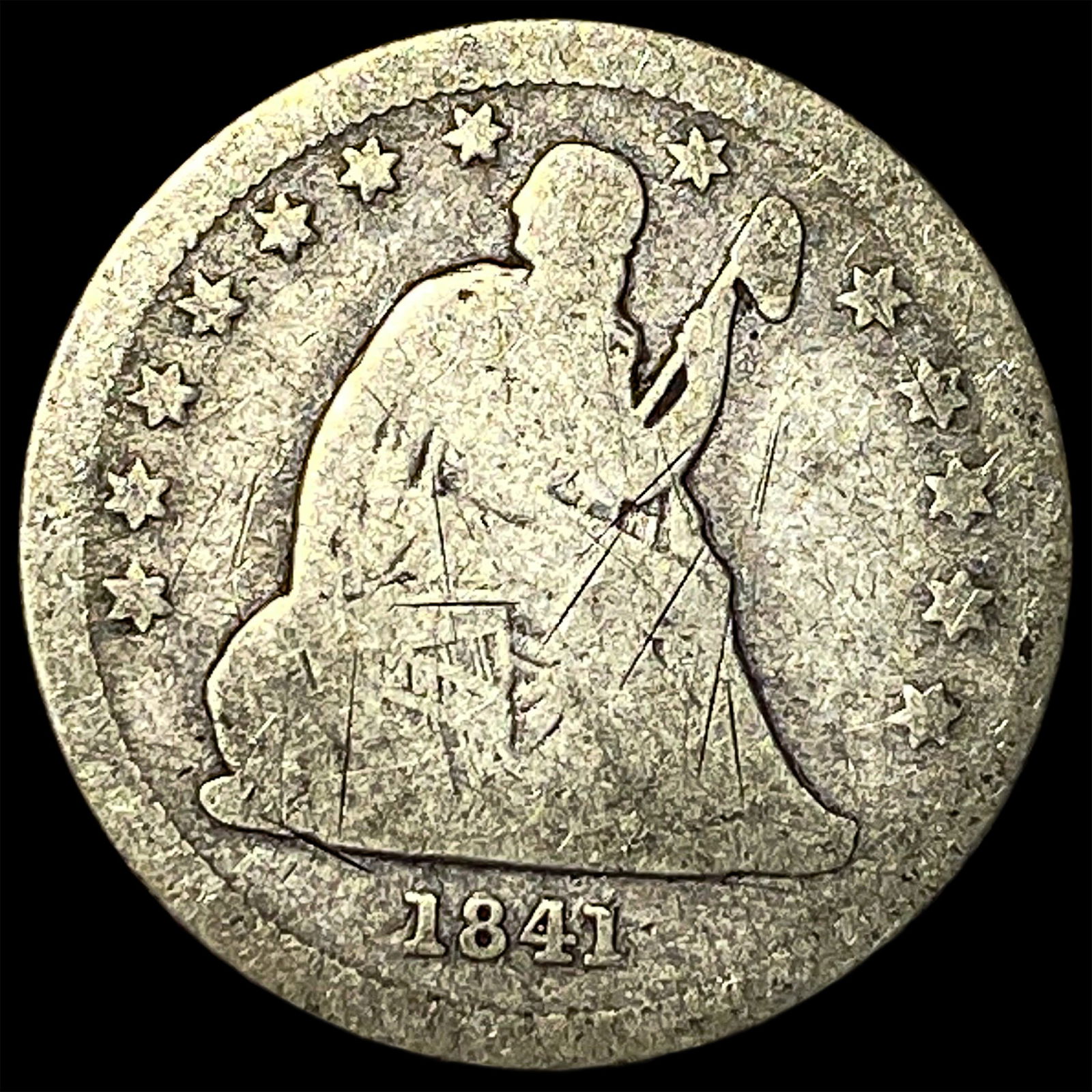 1841 Seated Liberty Silver Quarter NICELY CIRCULATED: 1841 Seated Liberty Silver Quarter NICELY CIRCULATED