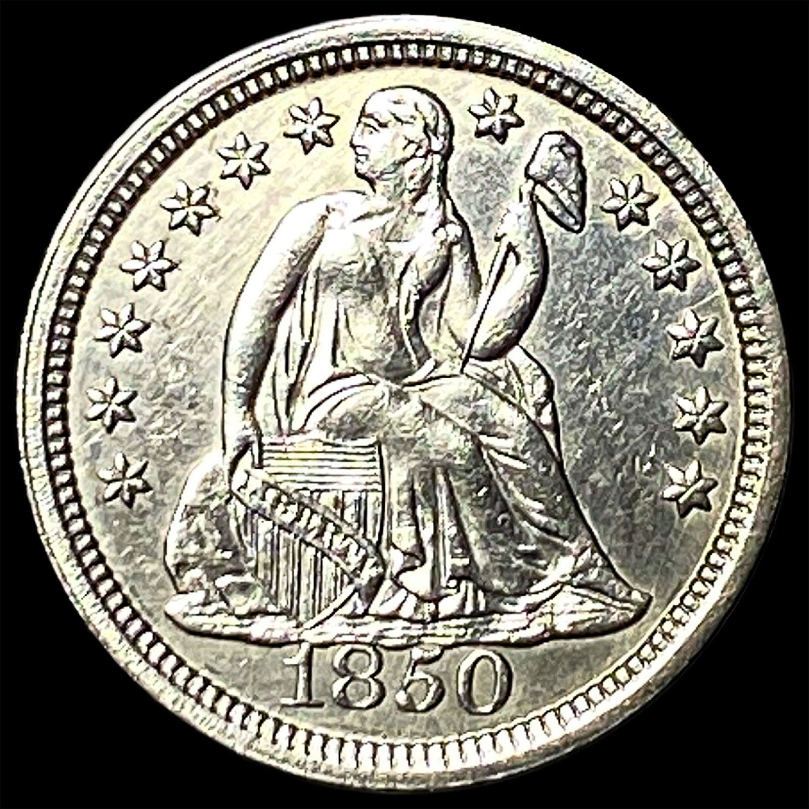 1850 Seated Liberty Dime CHOICE AU: 1850 Seated Liberty Dime CHOICE AU