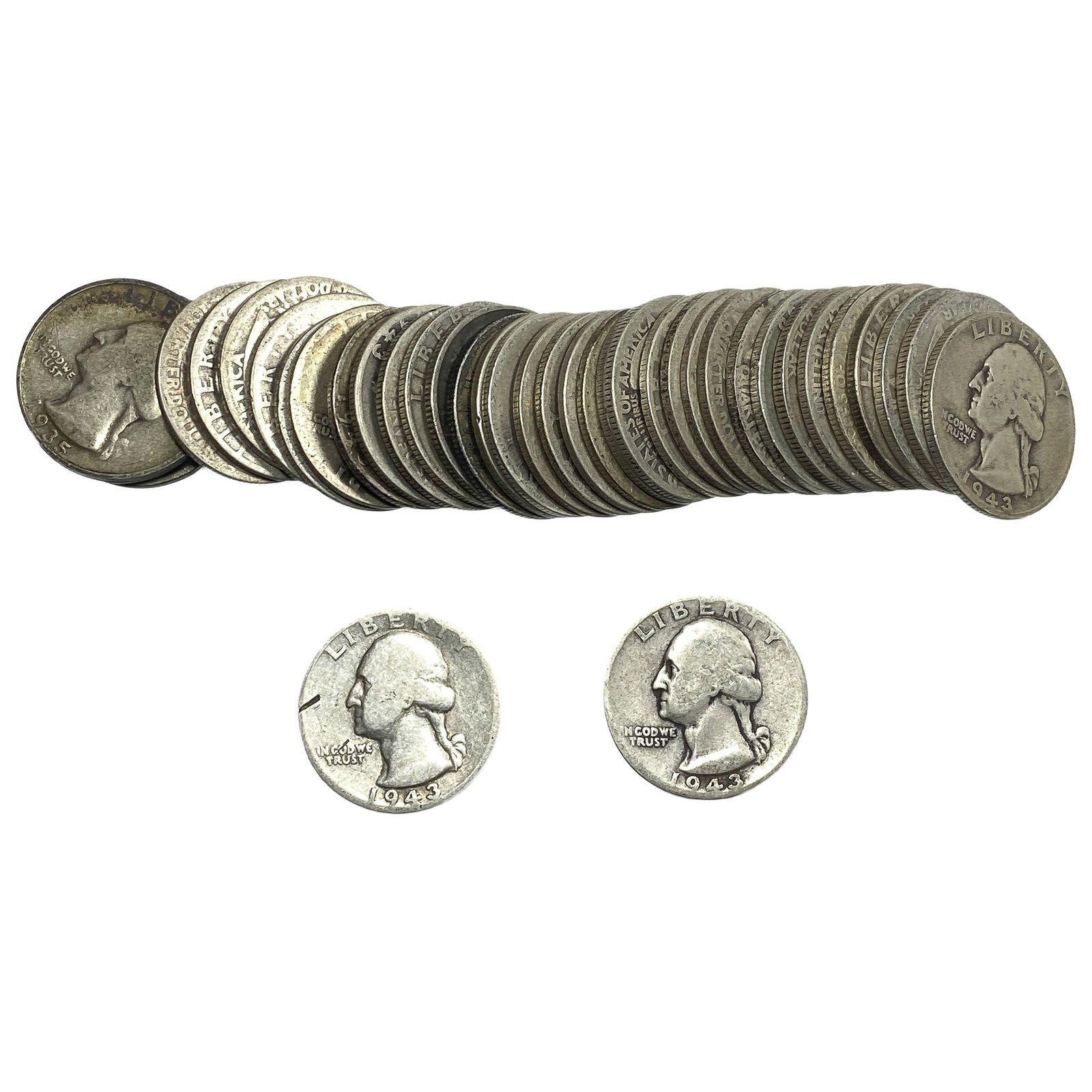 Roll of 40 Silver Washington 25C: Roll of 40 Silver Washington 25C