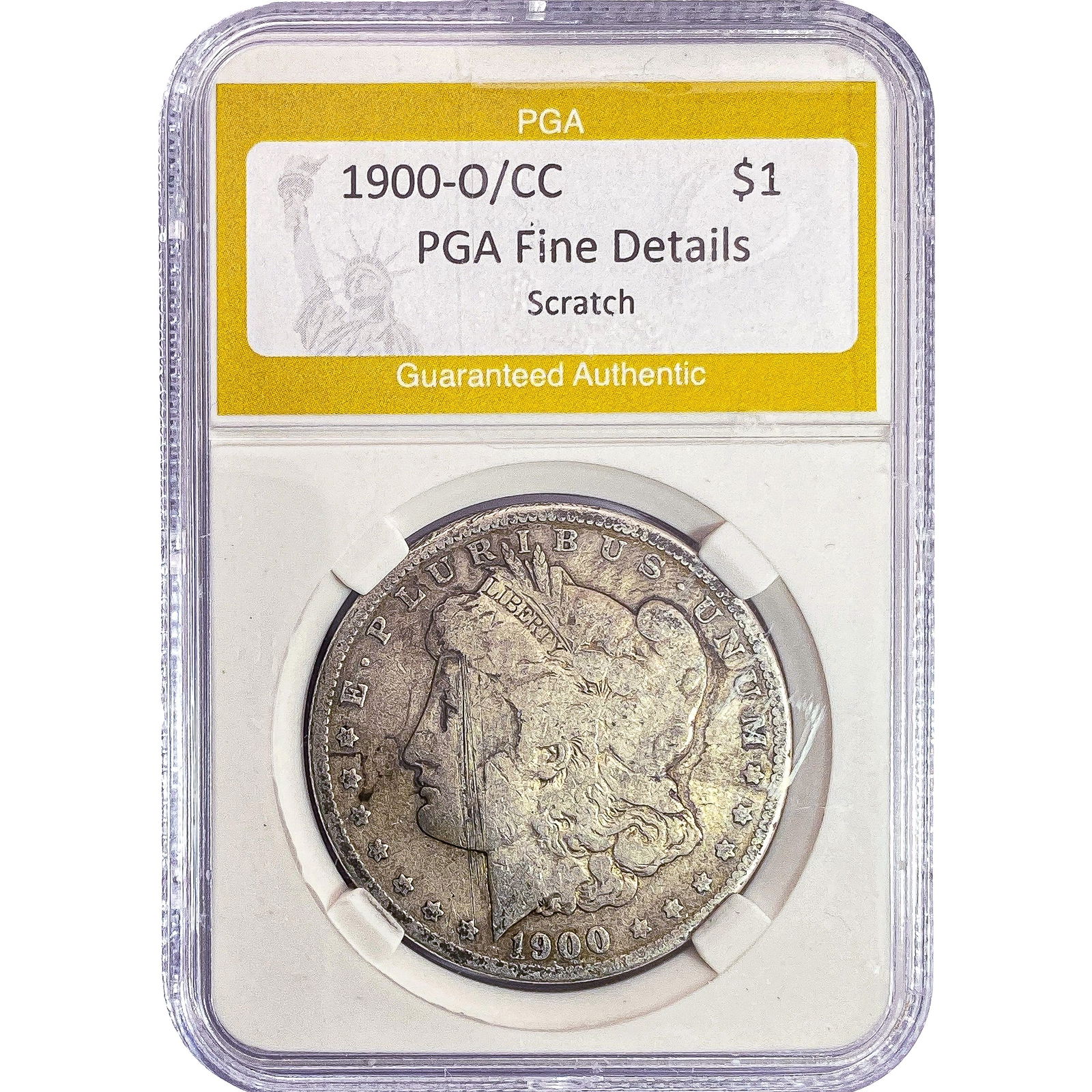 1900-O/CC Morgan Silver Dollar PGA Fine Details Scratch: 1900-O/CC Morgan Silver Dollar PGA Fine Details Scratch