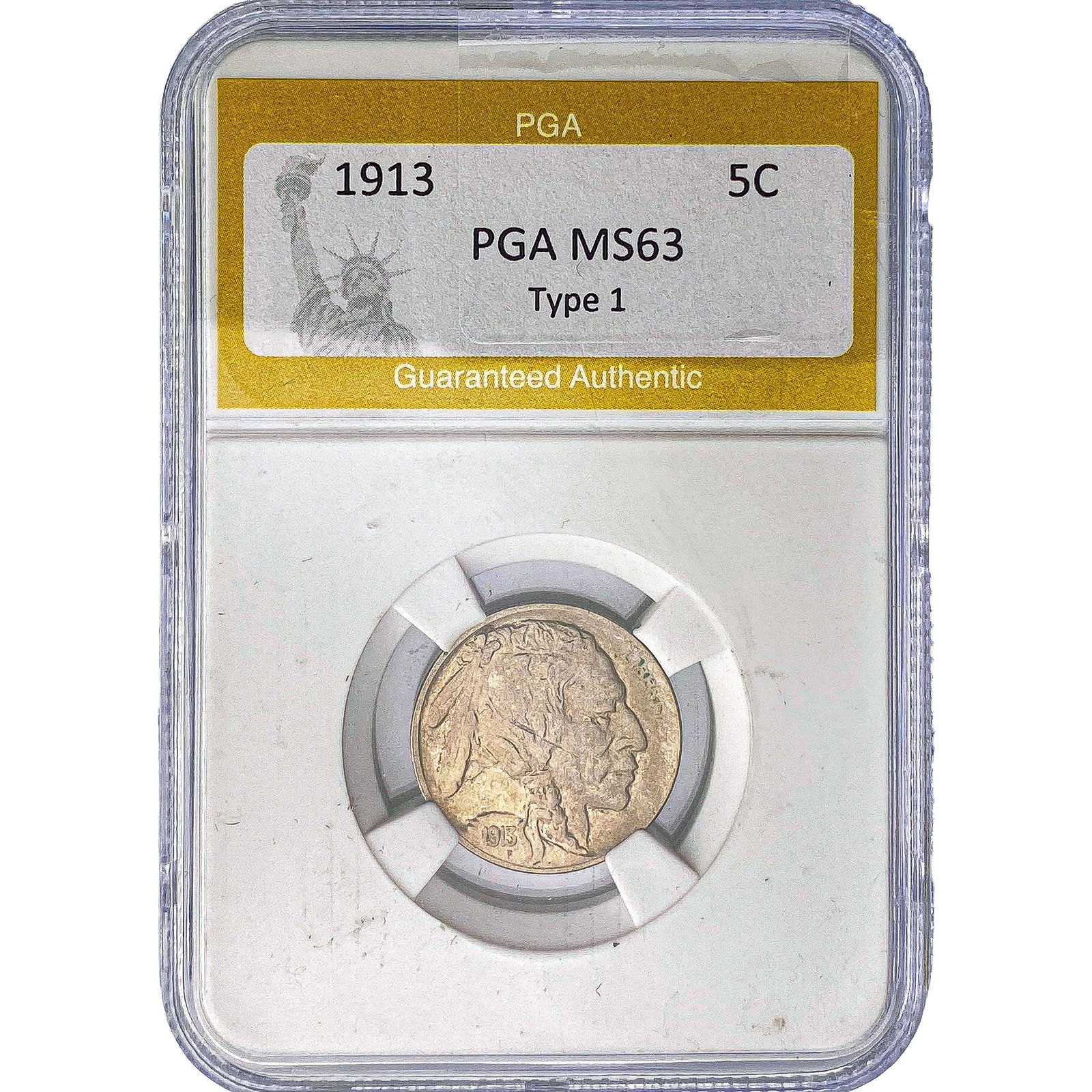 1913 Buffalo Nickel PGA MS63 Type 1: 1913 Buffalo Nickel PGA MS63 Type 1