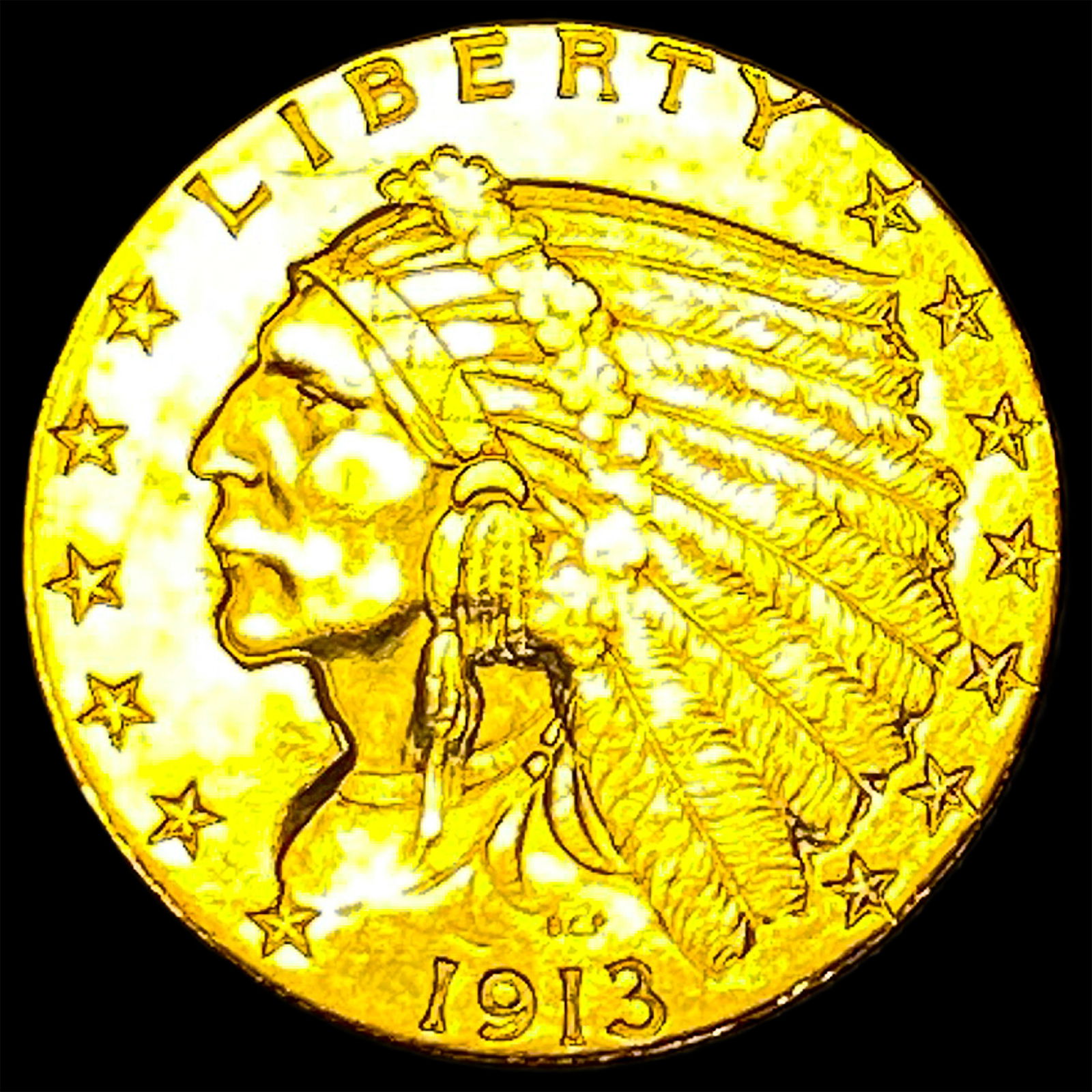 1913 Indian Head Gold $2.5 Quarter Eagle UNCIRCULATED (1 of 2)