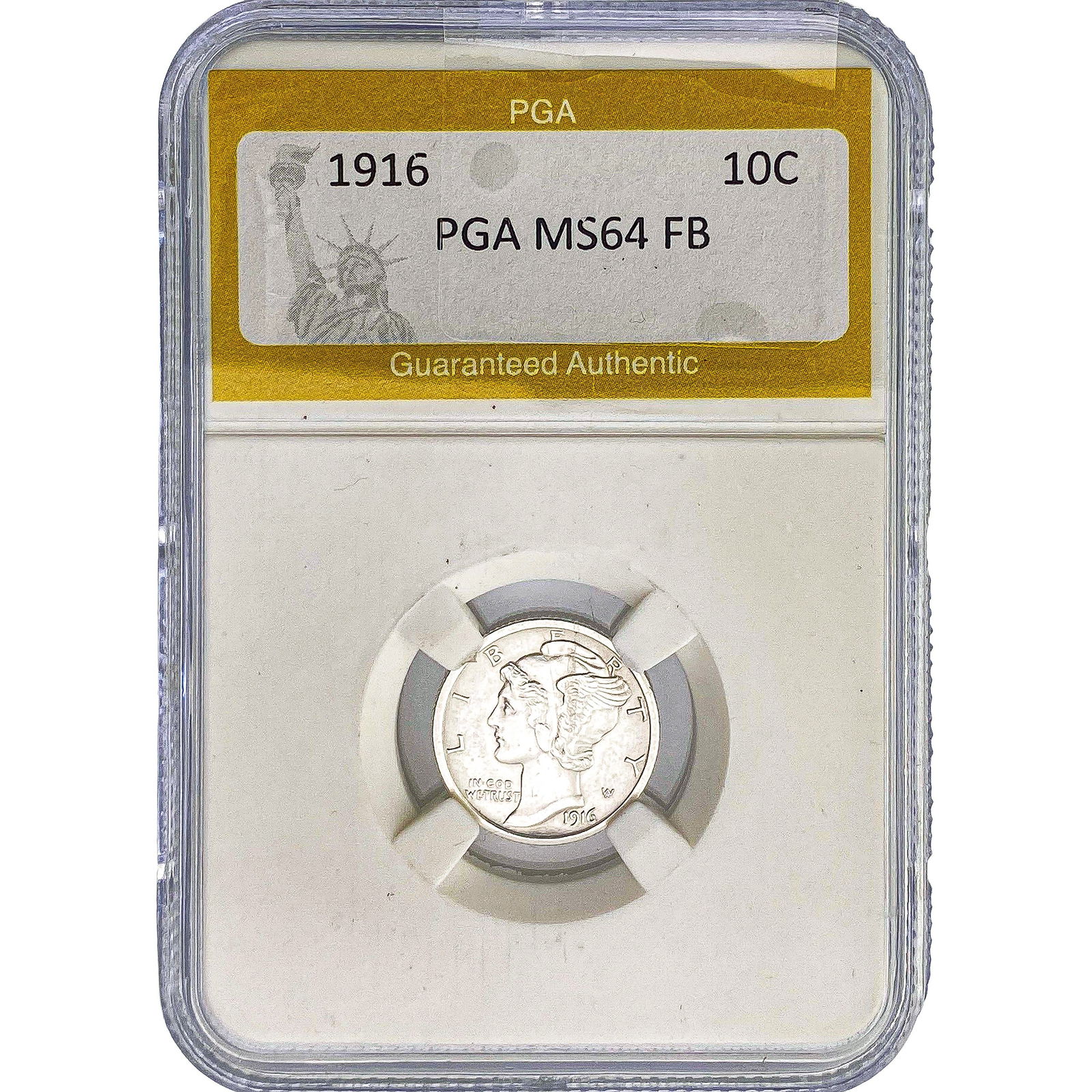 1916 Mercury Silver Dime PGA MS64 FB: 1916 Mercury Silver Dime PGA MS64 FB