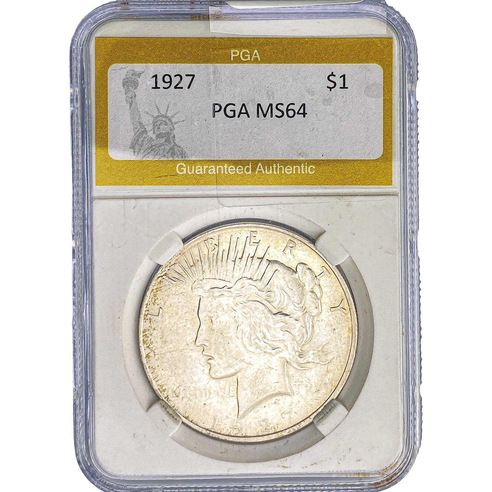 1927-D Silver Peace Dollar PGA MS64: 1927-D Silver Peace Dollar PGA MS64