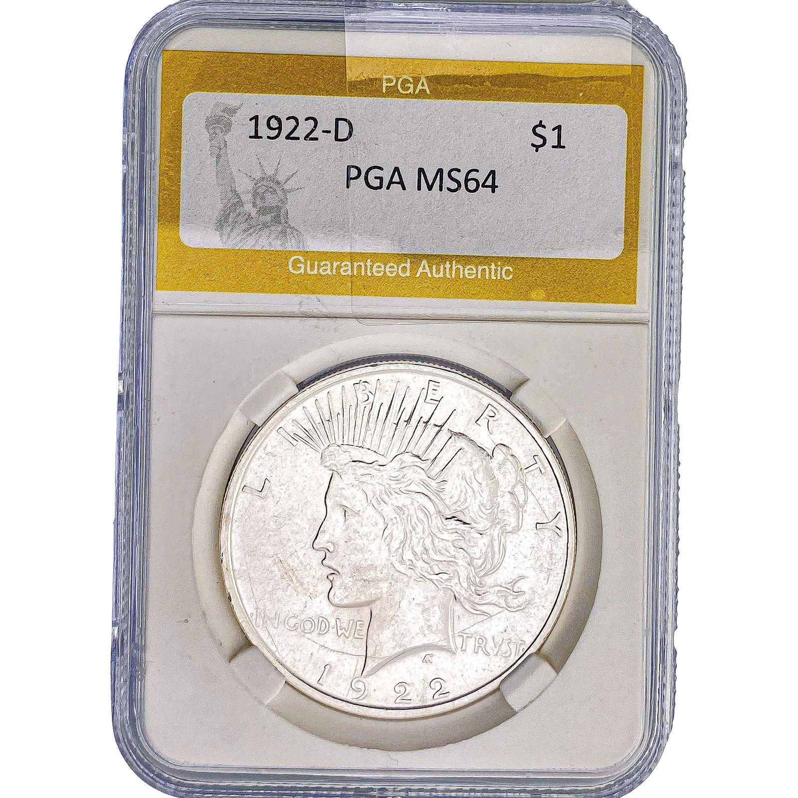 1922-D Silver Peace Dollar PGA MS64: 1922-D Silver Peace Dollar PGA MS64