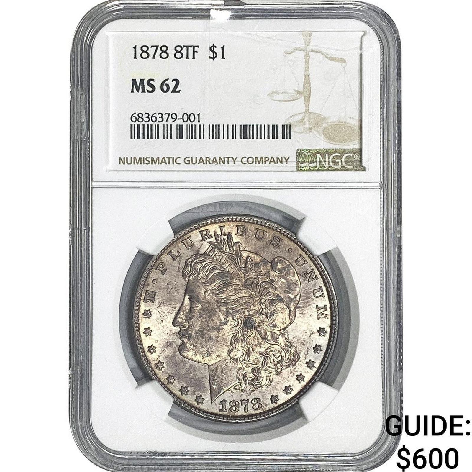 1878 8TF Morgan Silver Dollar NGC MS62: 1878 8TF Morgan Silver Dollar NGC MS62