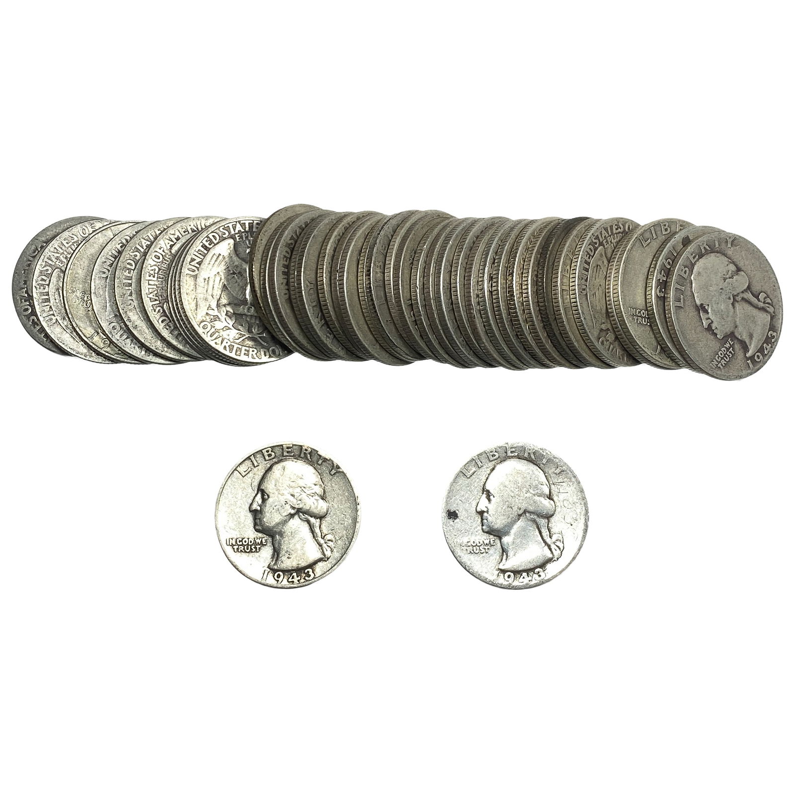 Roll of 40 Silver Washington 25C: Roll of 40 Silver Washington 25C